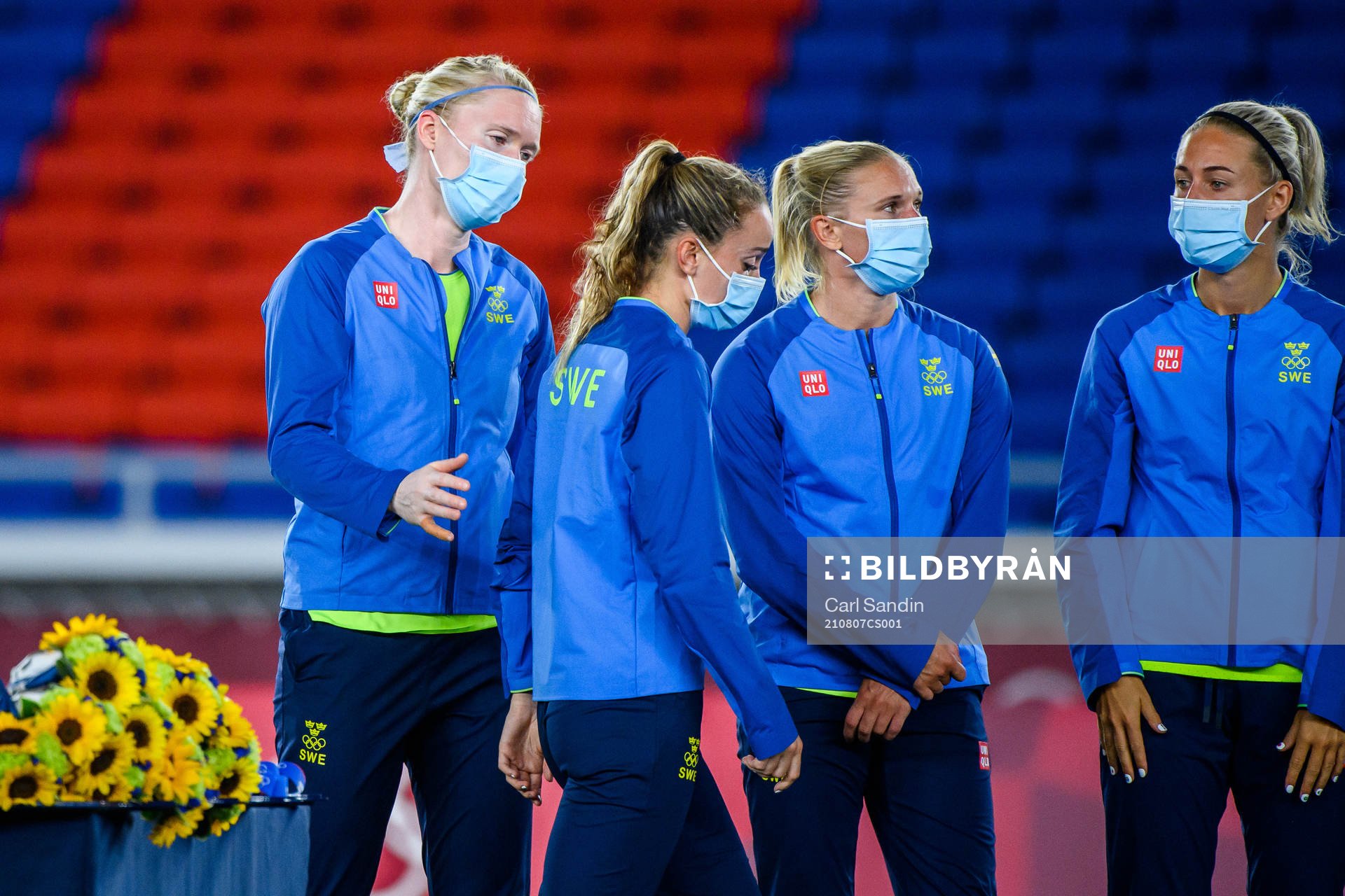 Hedvig Lindahl and Kosovare Asllani of Sweden look dejected