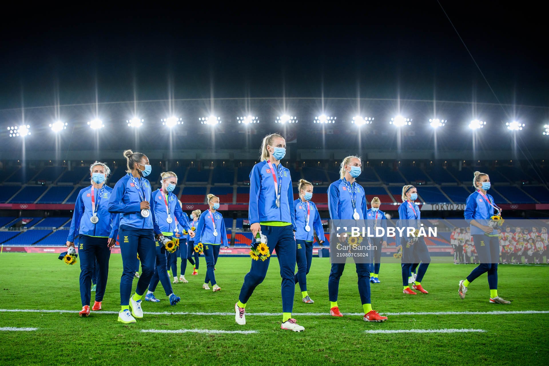 Madelen Janogy, Amanda Ilestedt and Stina Blackstenius of