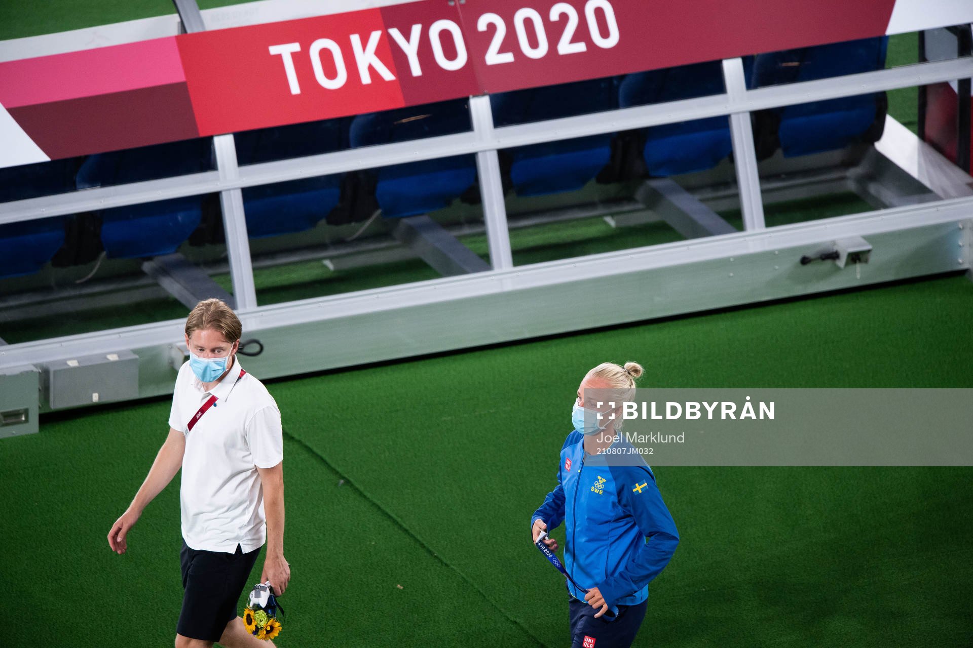 Caroline Seger of Sweden takes of her silver medal