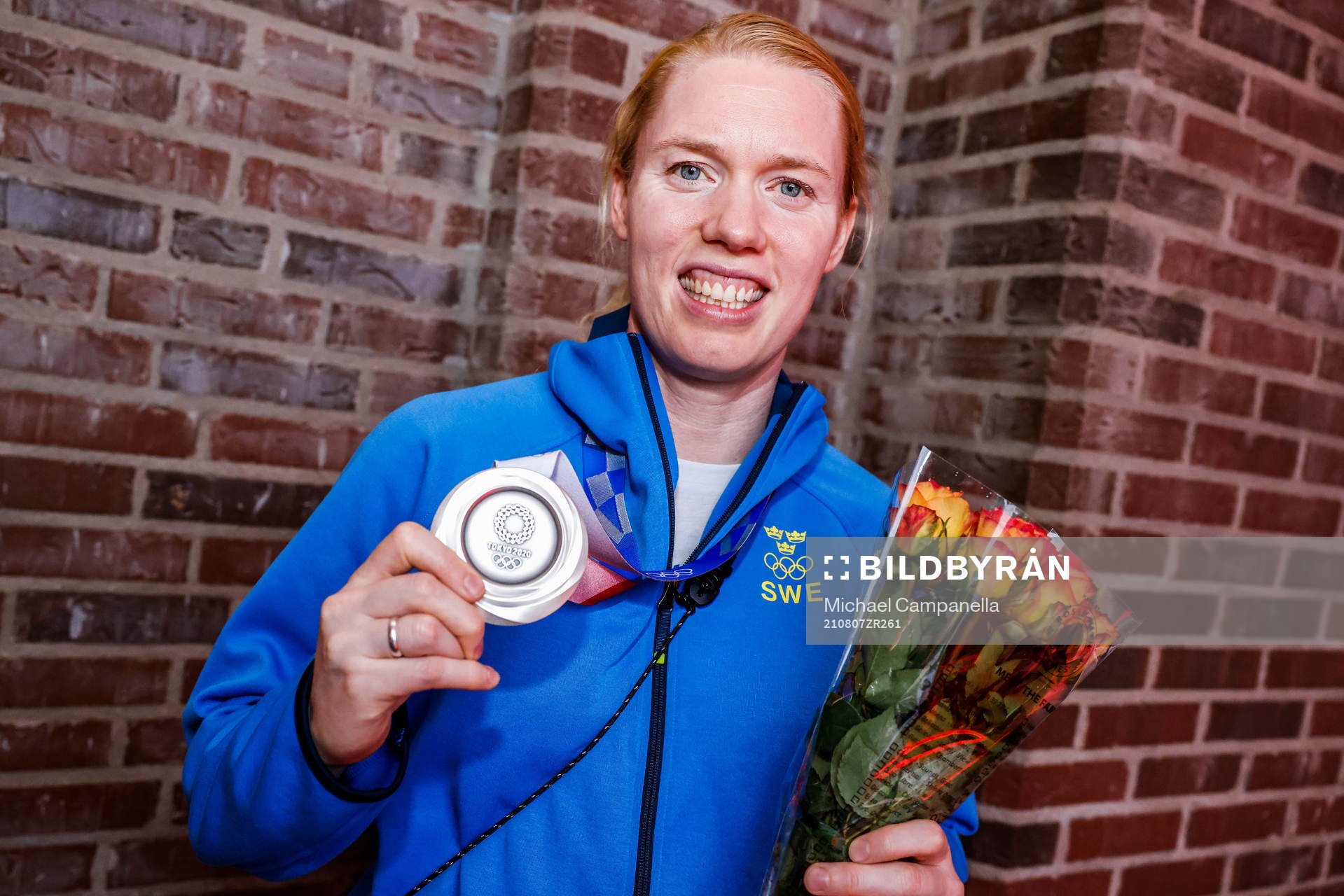 Hedvig Lindahl of Sweden at a press meet