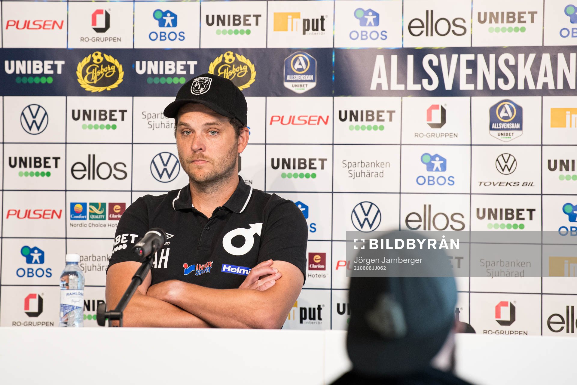 Degerfors tränare Andreas Holmberg under presskonferensen efter fotbollsmatchen i Allsvenskan mellan Elfsborg och Degerfors den 8 augusti 2021 i Borås.