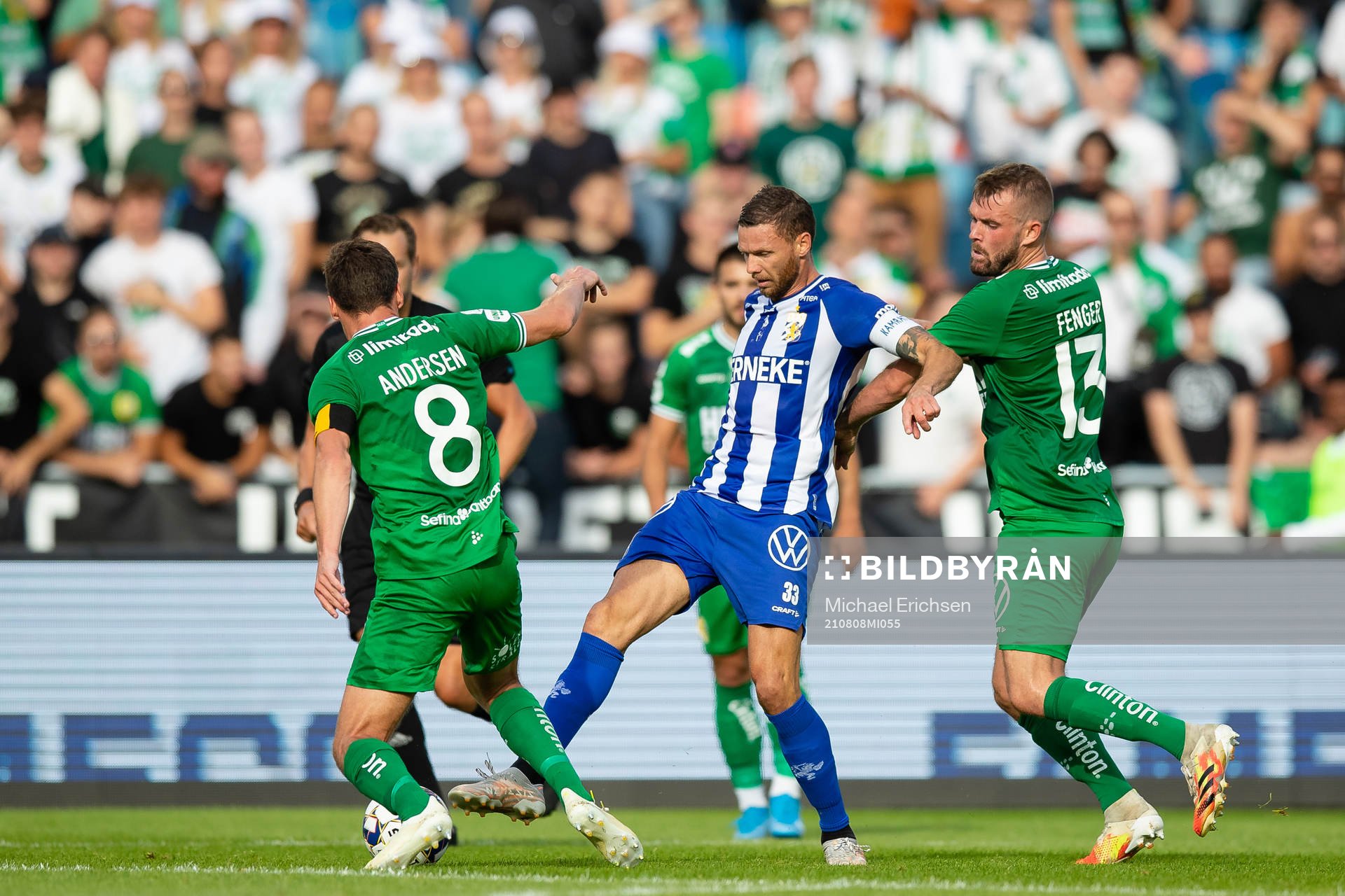 Hammarbys Jeppe Andersen och Mads Fenger Nielsen mot IFK
