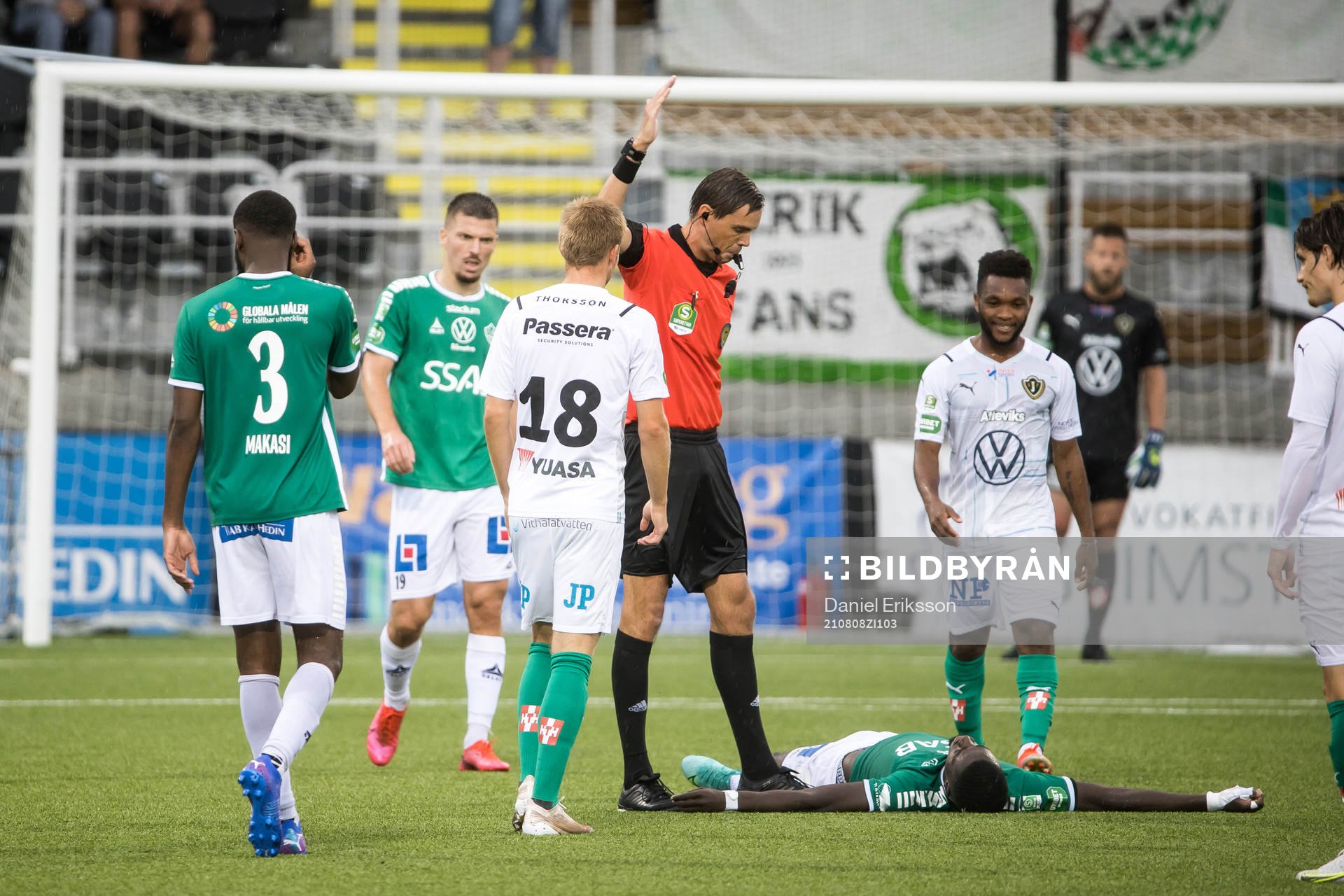 Brages Adil Titi under fotbollsmatchen i Superettan mellan Brage och Jönköpings Södra den 8 augusti 2021 i Borlänge. 