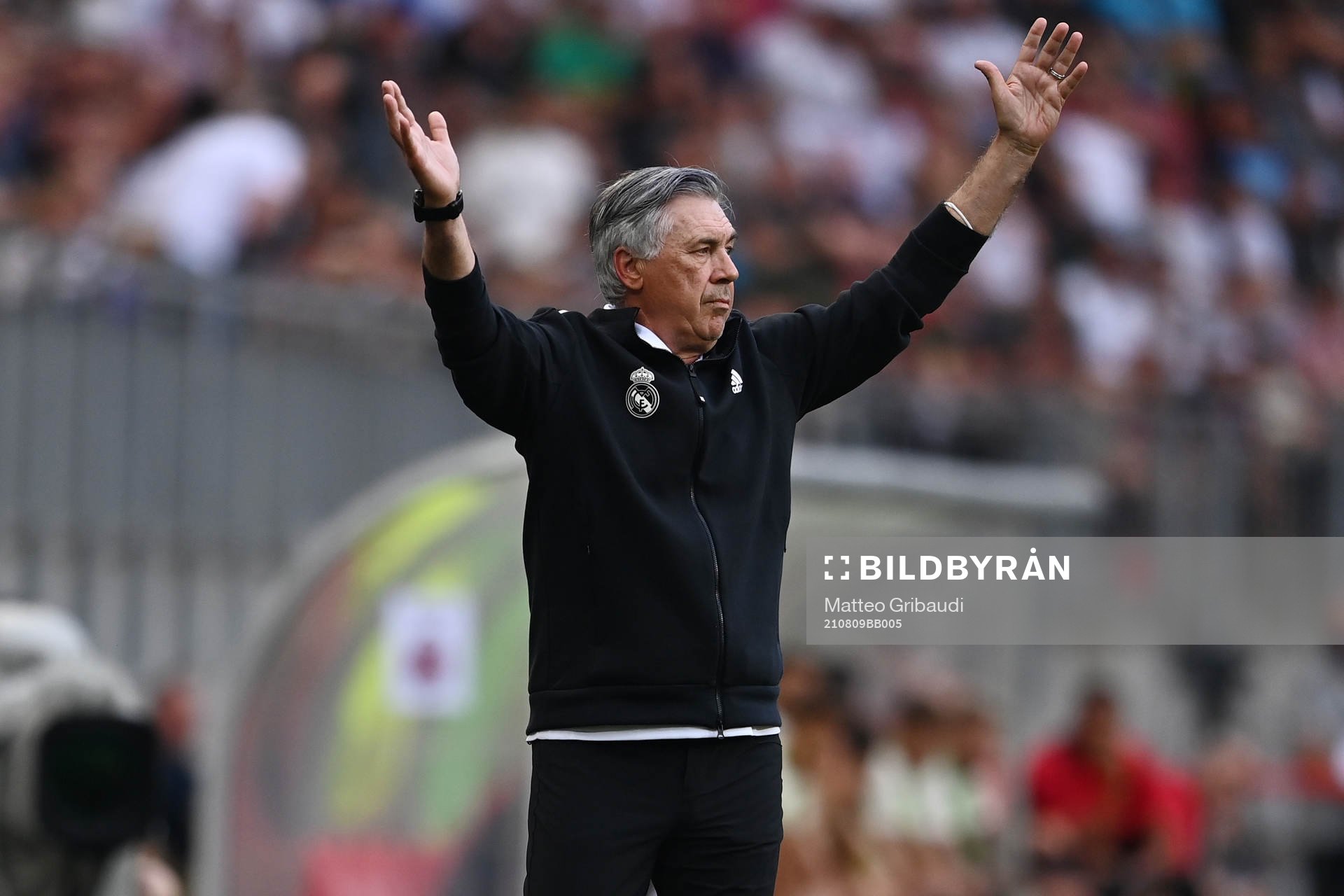  Carlo Ancelotti coach of Real Madrid during a friendly game between Real Madrid and Milan on August 8, 2021 in Klagenfurt.
