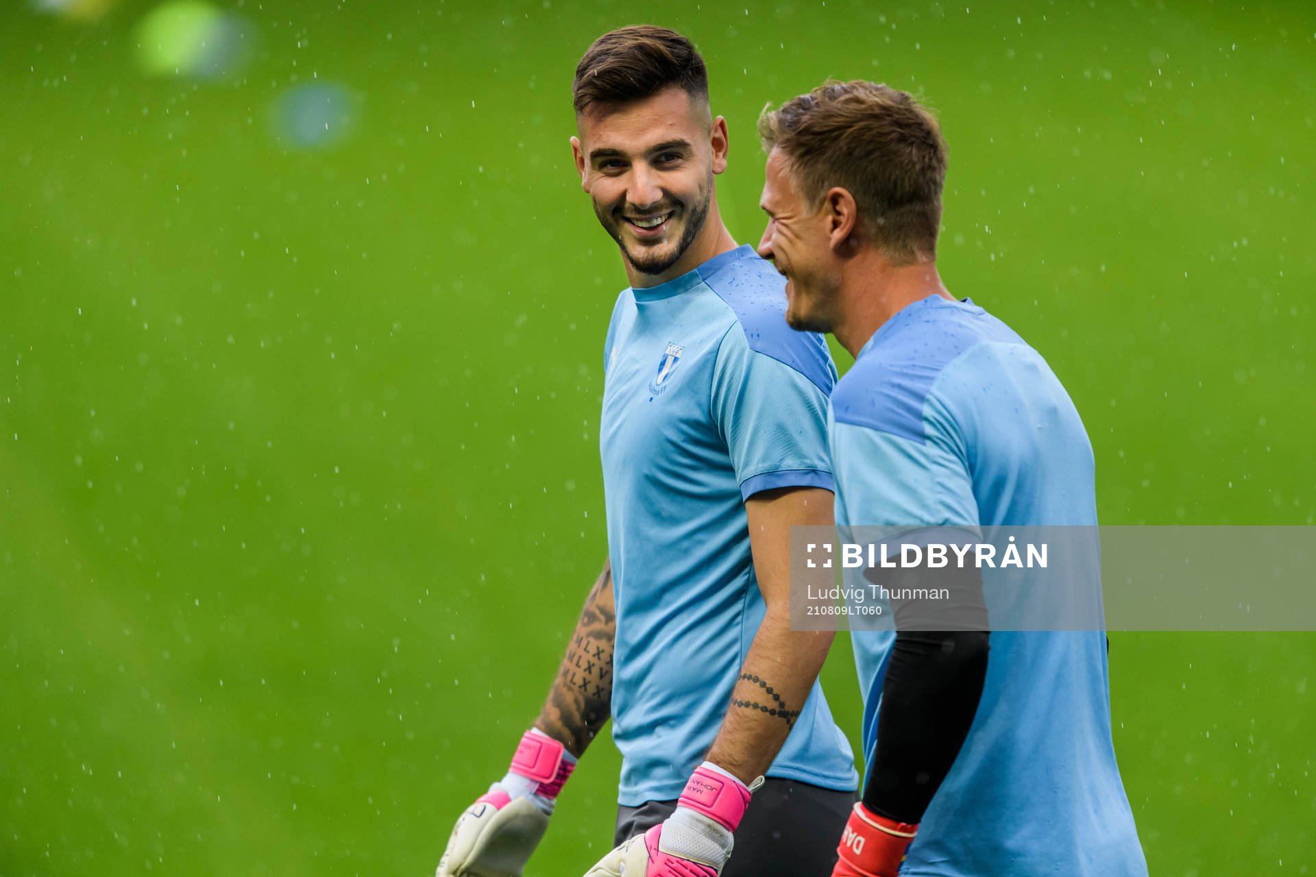 Goalkeeper Marko Johansson and goalkeeper Johan Dahlin of