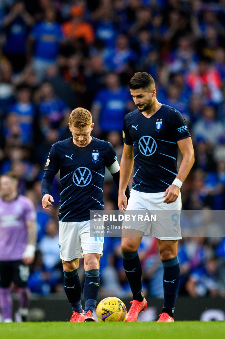 Anders Christiansen and Antonio Colak of Malmö FF look