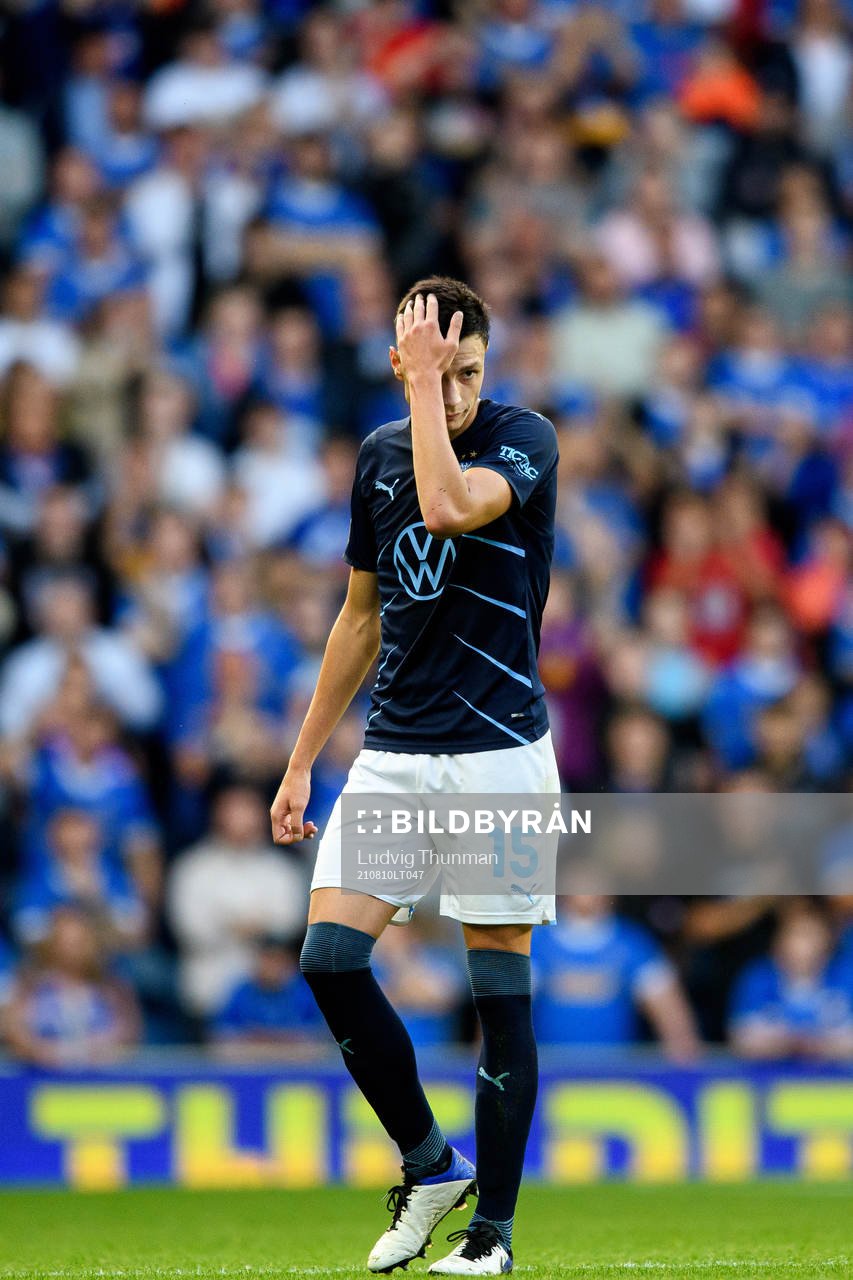 Anel Ahmedhodzic of Malmö FF looks dejected