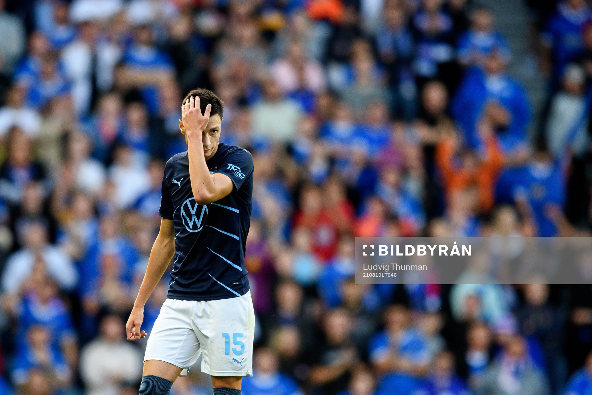 Anel Ahmedhodzic of Malmö FF looks dejected