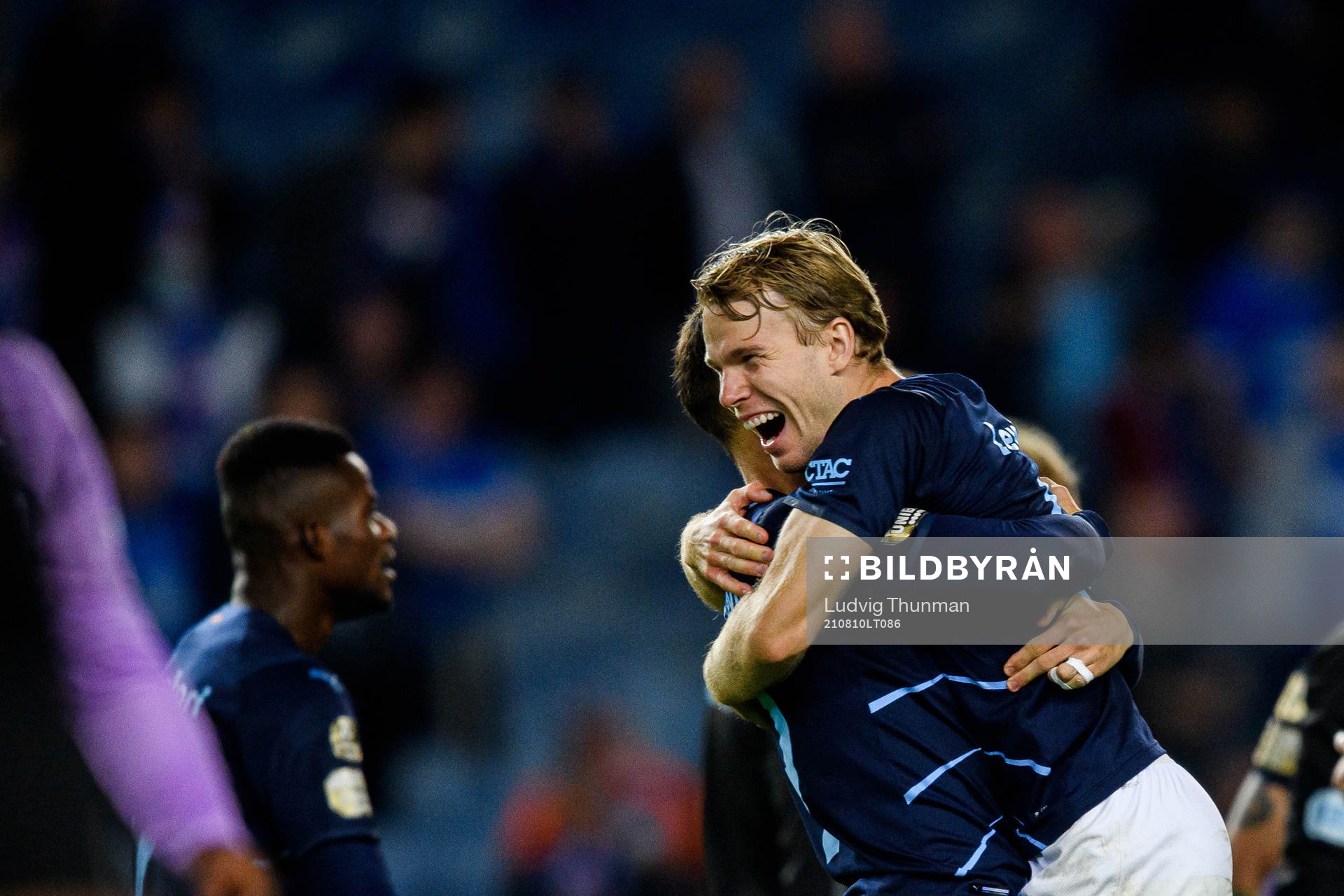 Oscar Lewicki and Veljko Birmancevic of Malmö FF celebrate