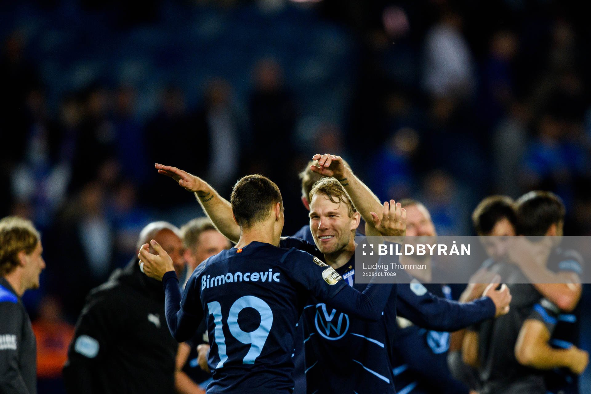Oscar Lewicki and Veljko Birmancevic of Malmö FF celebrate