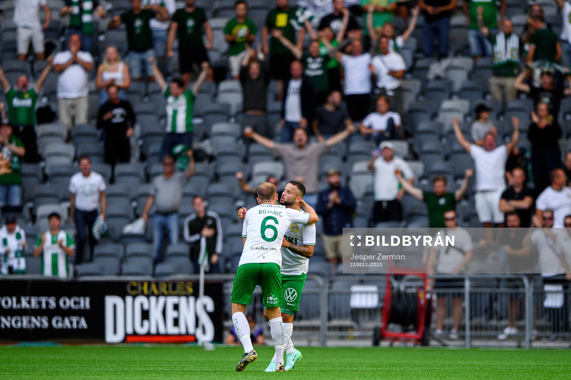 Darijan Bojanic and Mohanad Jeahze of Hammarby celebrate