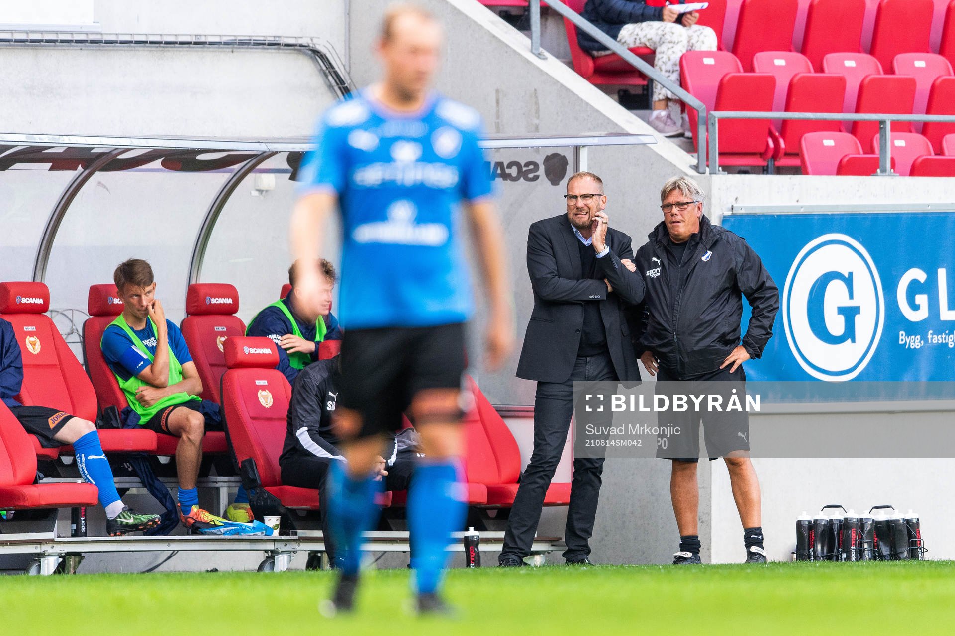 Halmstads manager Magnus Haglund och analytiker Per Olsson