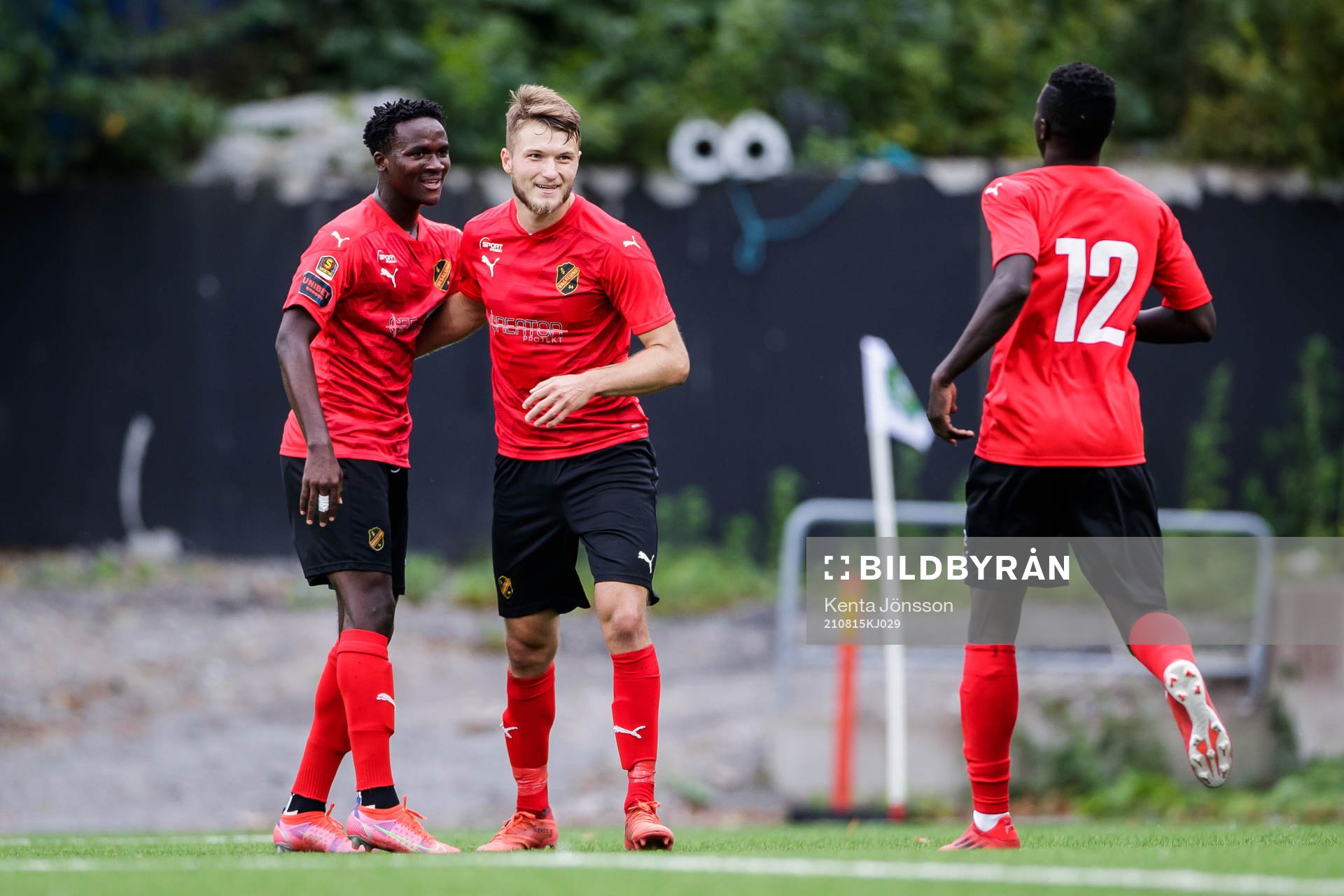 Vasalunds Ekin Bulut jublar efter 3-1 under fotbollsmatchen i Superettan mellan Vasalund och Falkenberg den 15 augusti 2021 i Stockholm. 