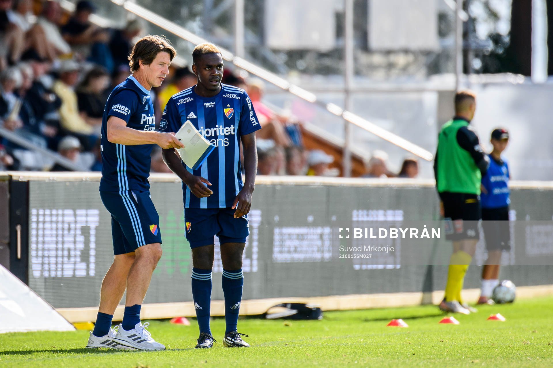 Djurgårdens tränare Thomas Lagerlöf och Joel Asoro