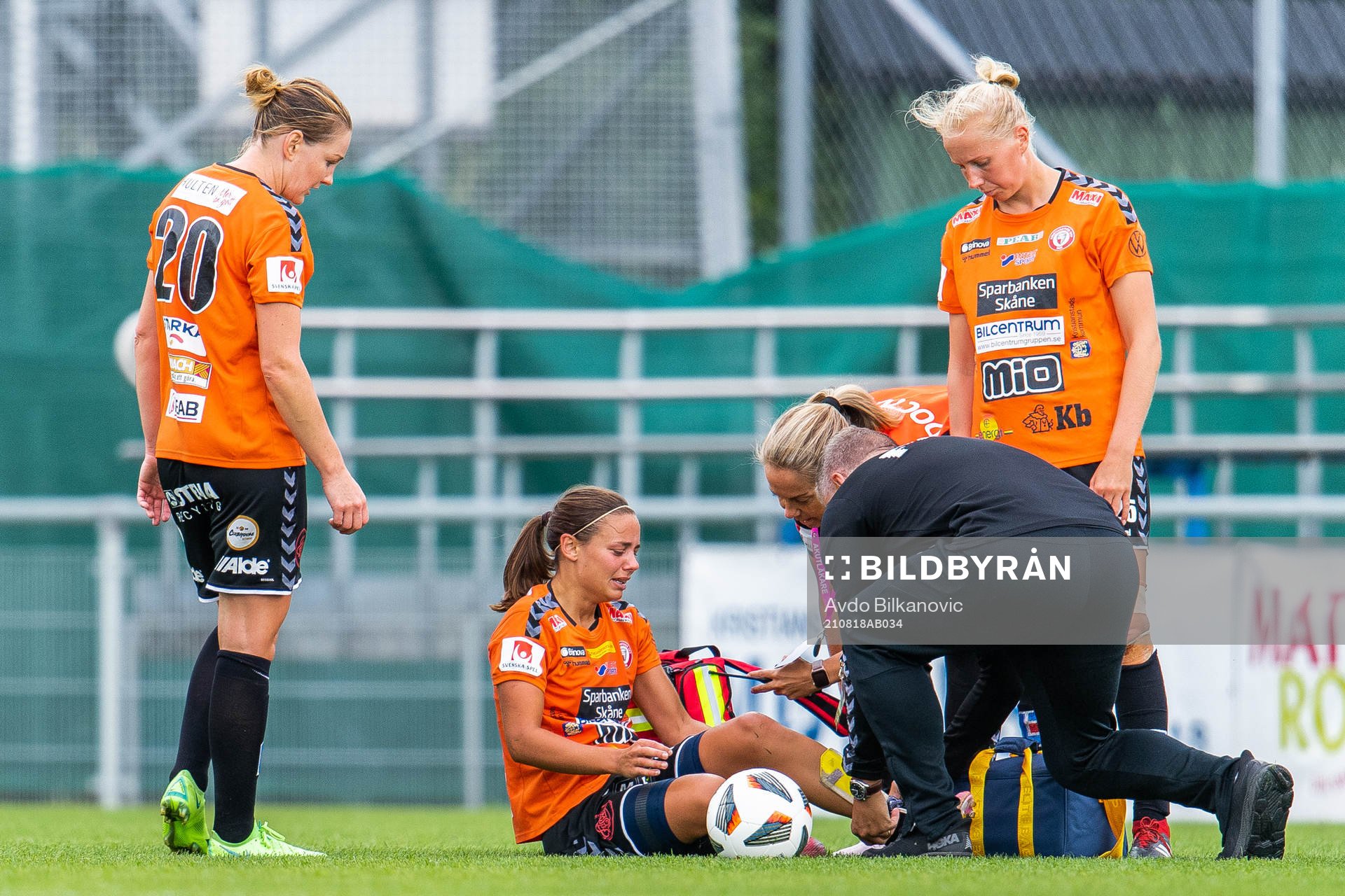 Alice Nilsson of Kristianstad receives medical attention