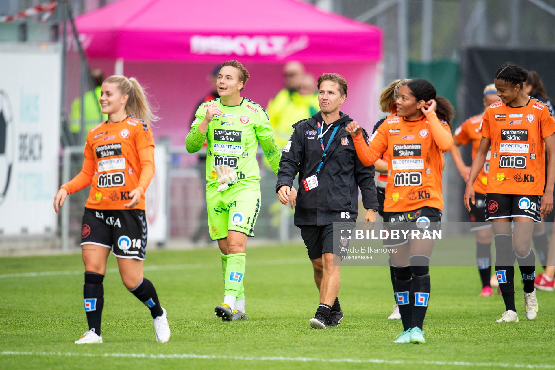 Players of Kristianstad after the Champions League qualifying football match between Bröndby and Kristianstad on August 18, 2021 in Kristianstad. 
