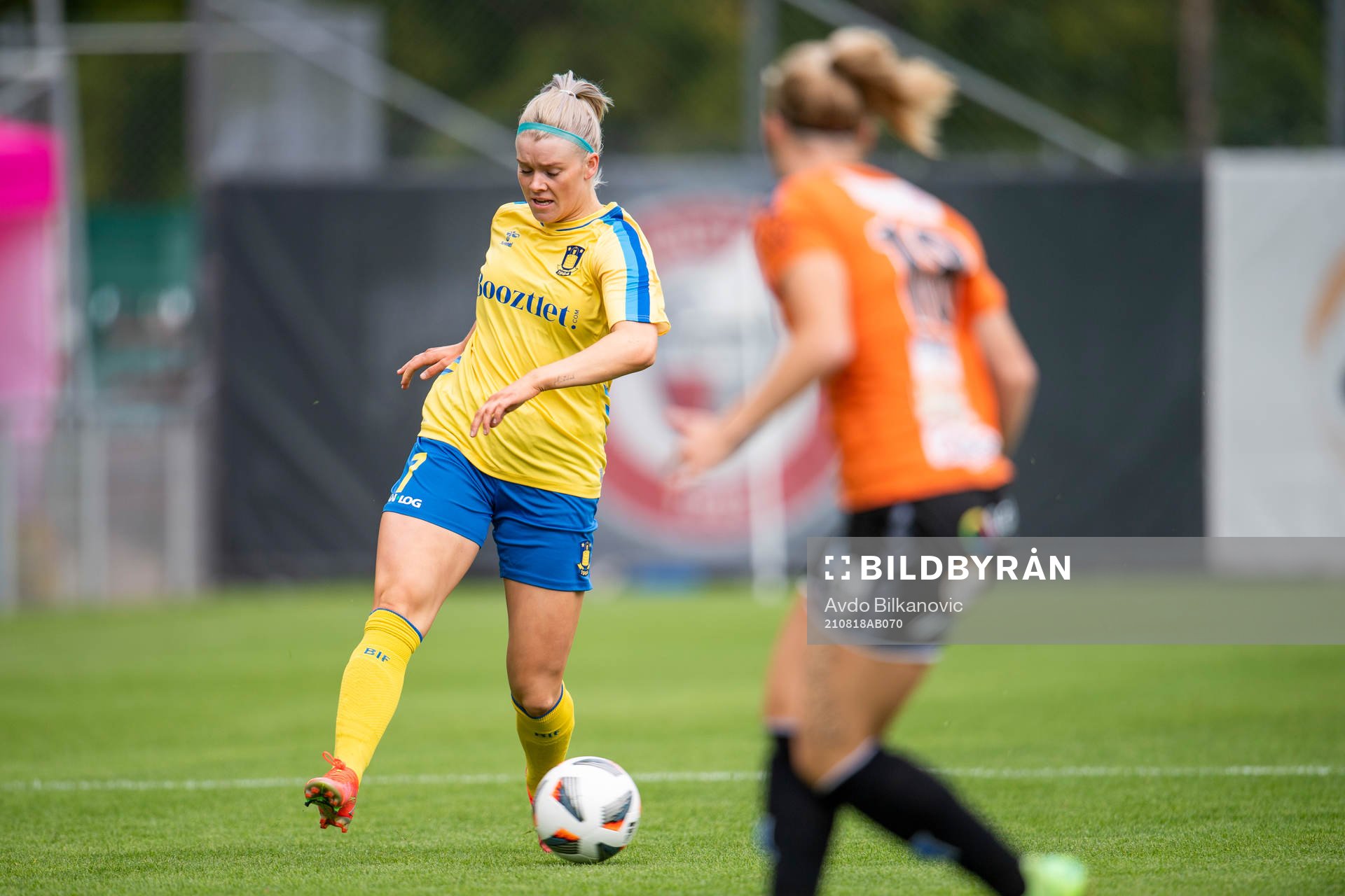 Barbara Sol Gisladottir of Bröndby during the Champions League qualifying football match between Bröndby and Kristianstad on August 18, 2021 in Kristianstad.