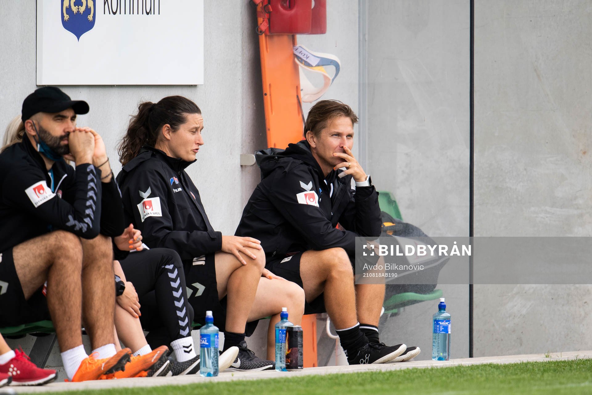 Assistant coach Björn Sigurbjörnsson of Kristianstad during the Champions League qualifying football match between Bröndby and Kristianstad on August 18, 2021 in Kristianstad. 