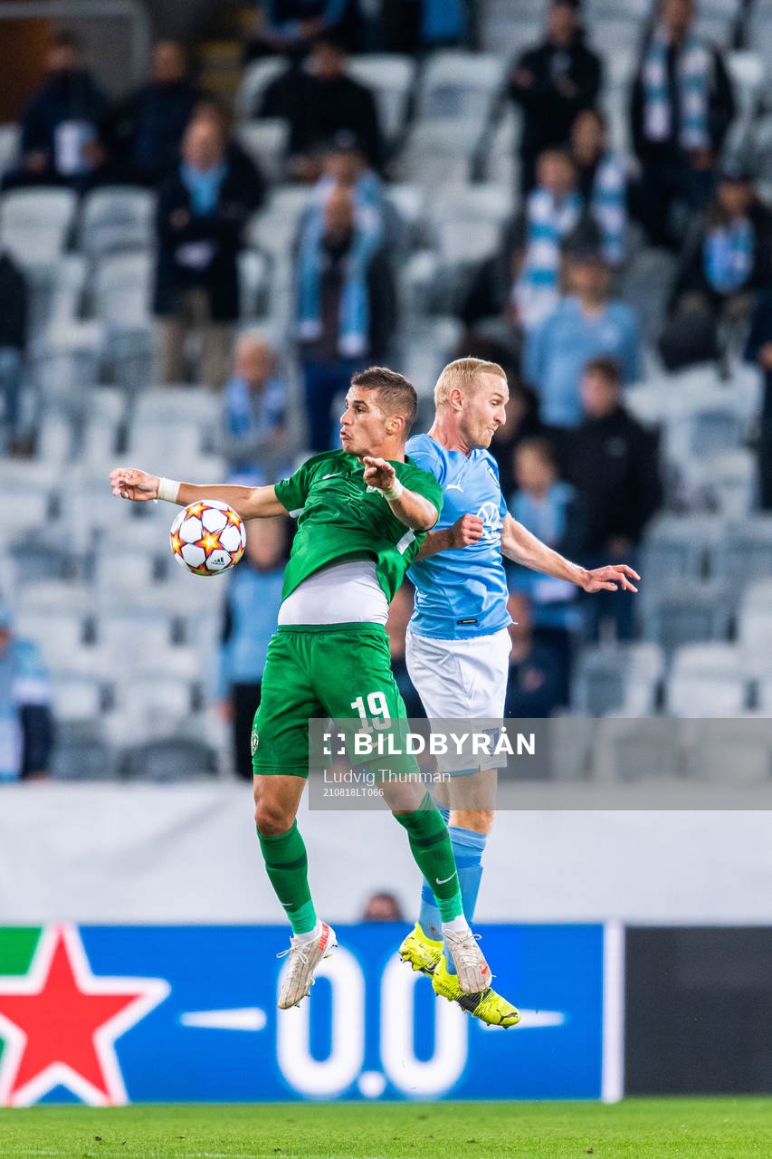 Pieros Sotiriou of Ludogorets and Franz Brorsson of Malmö