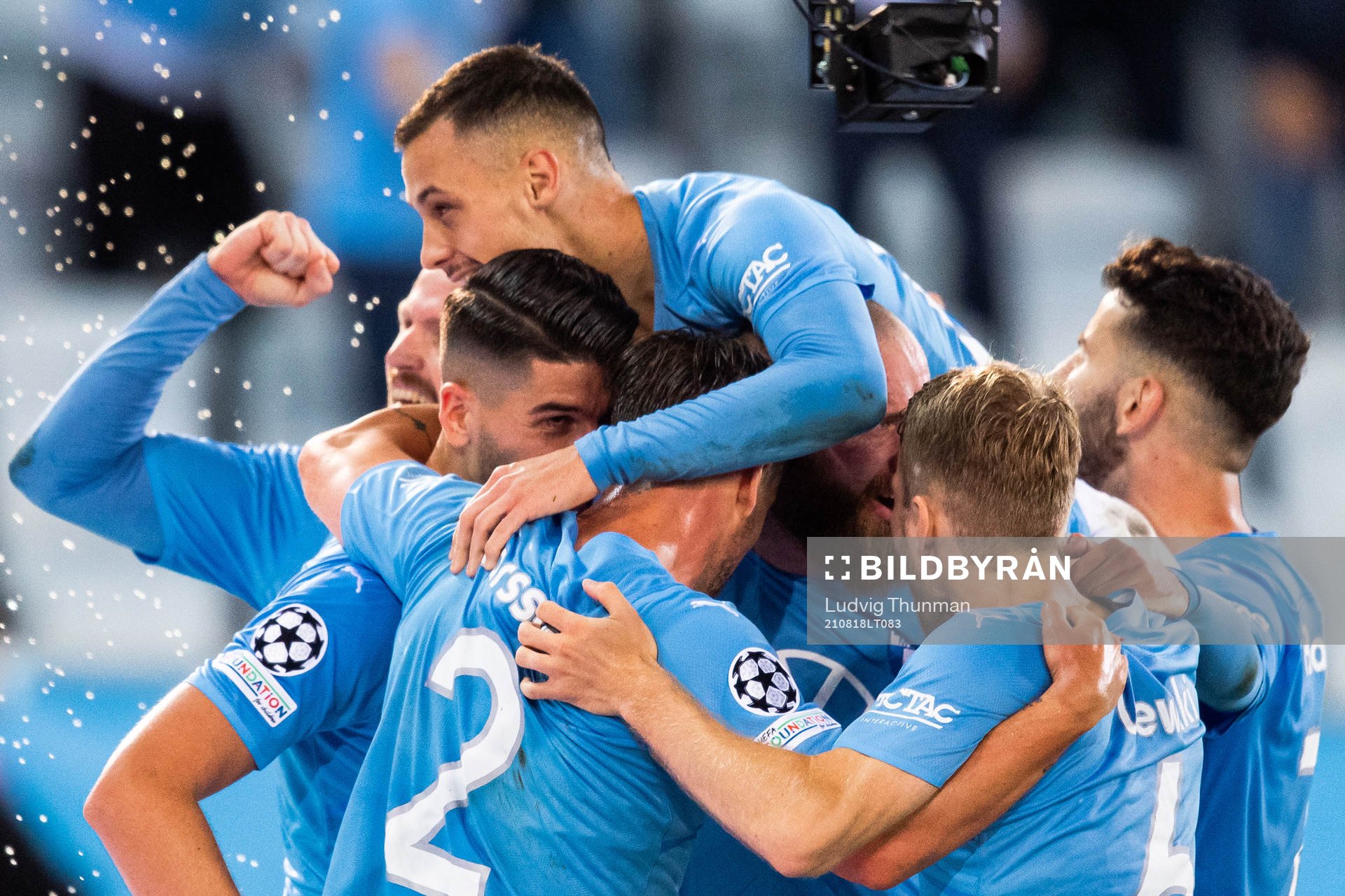 Jo Inge Berget of Malmö FF celebrates with Antonio Colak,