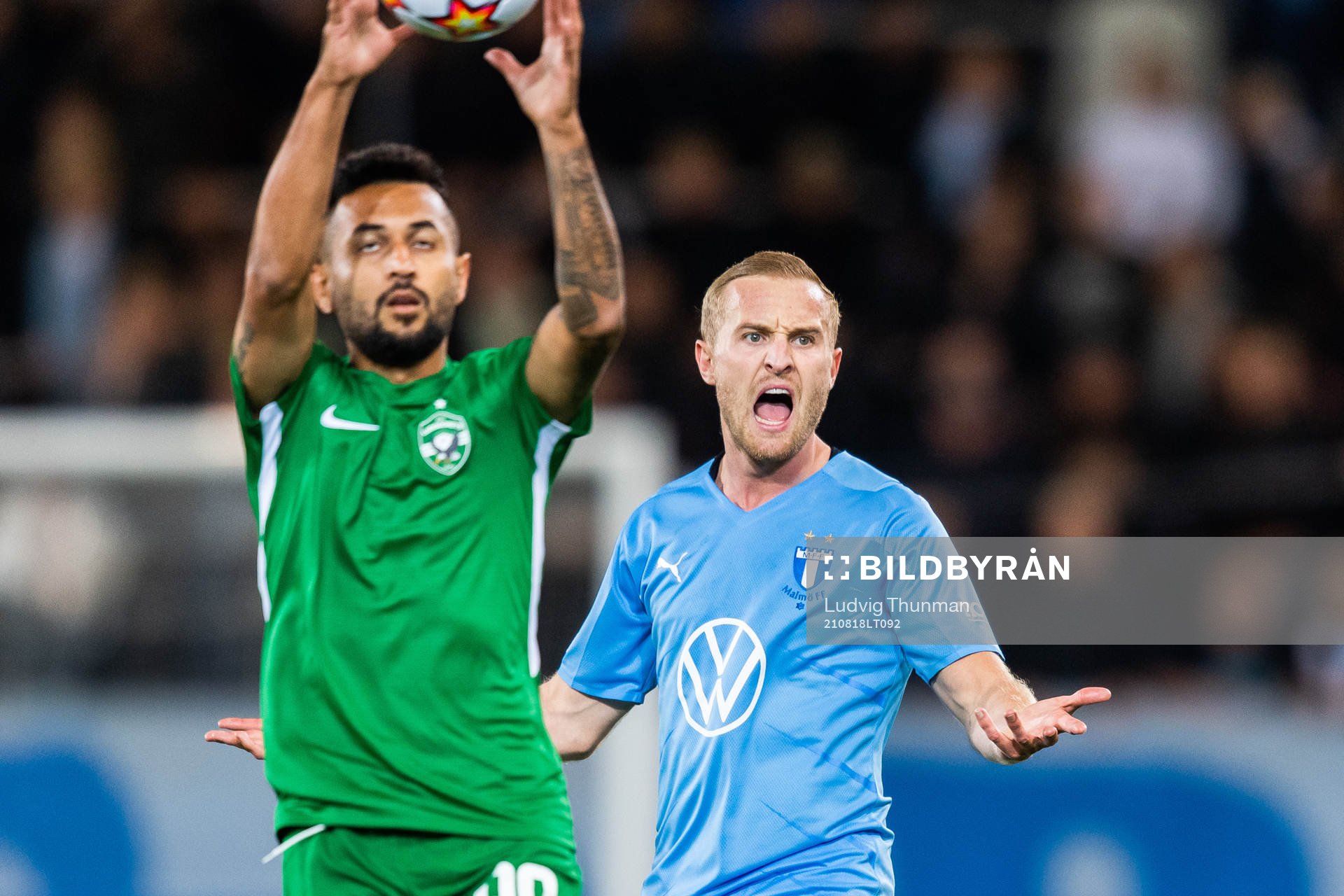 Franz Brorsson of Malmö FF reacts