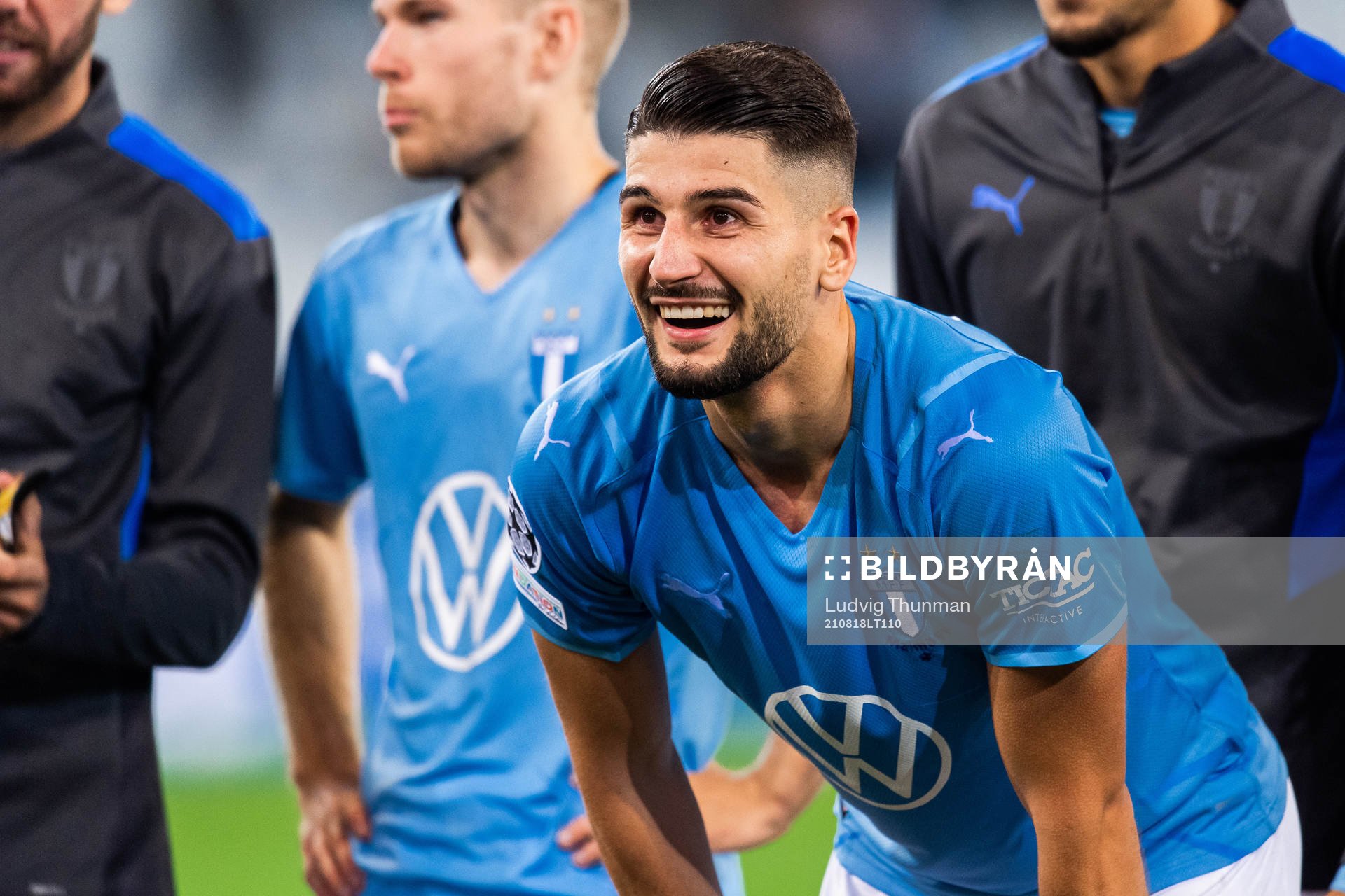 Antonio Colak of Malmö FF celebrates after during the UEFA Champions League playoff match between Malmö FF and Ludogorets on August 18, 2021 in Malmö.