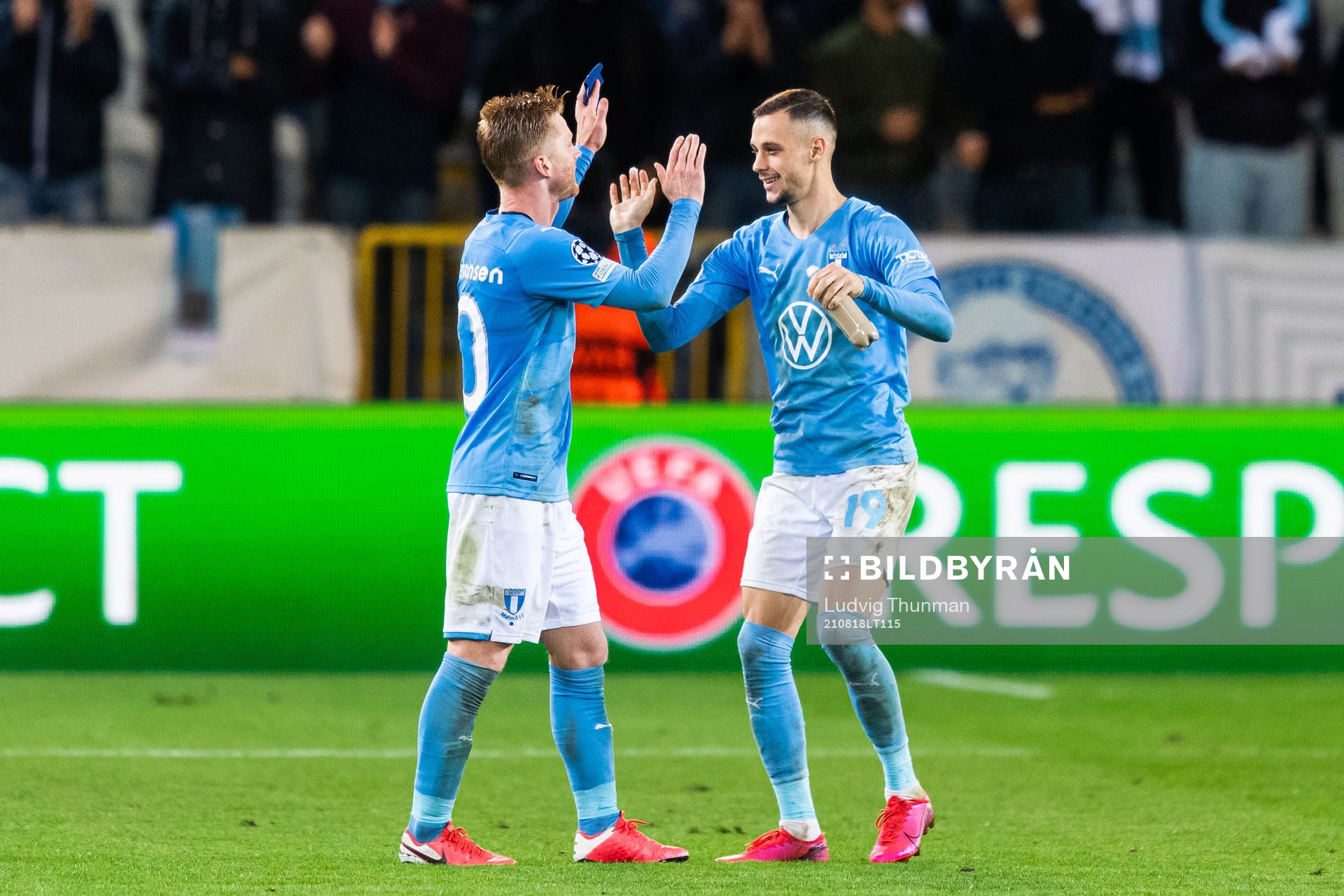Anders Christiansen and Veljko Birmancevic of Malmö FF