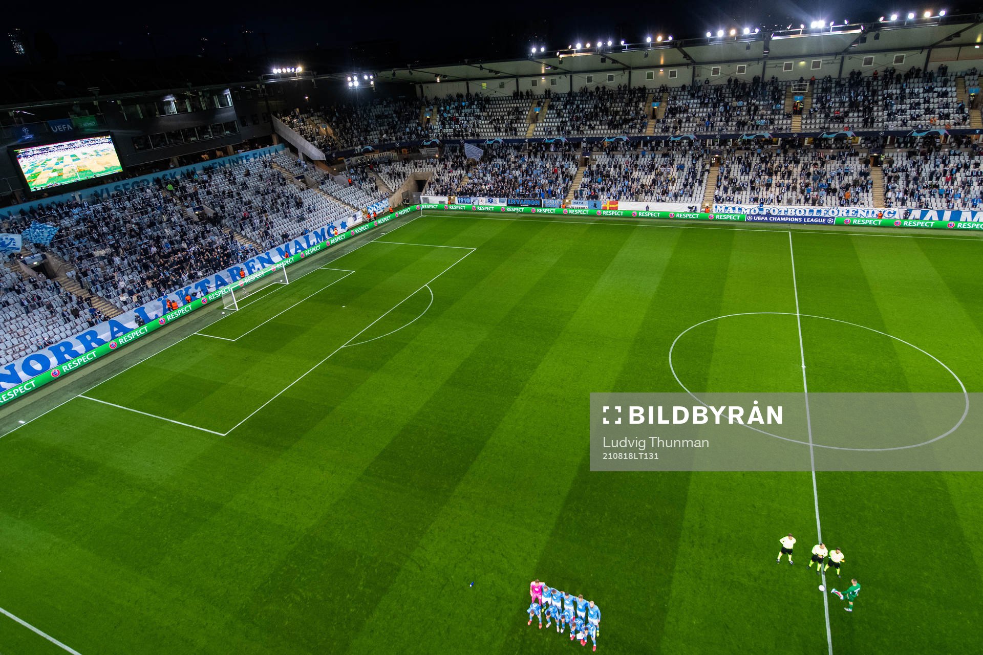 General view of Eleda Stadion the staring eleven of Malmö