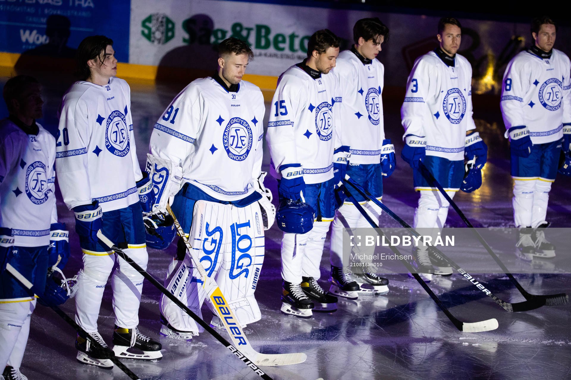 Leksand på line up innan träningsmatchen i ishockey