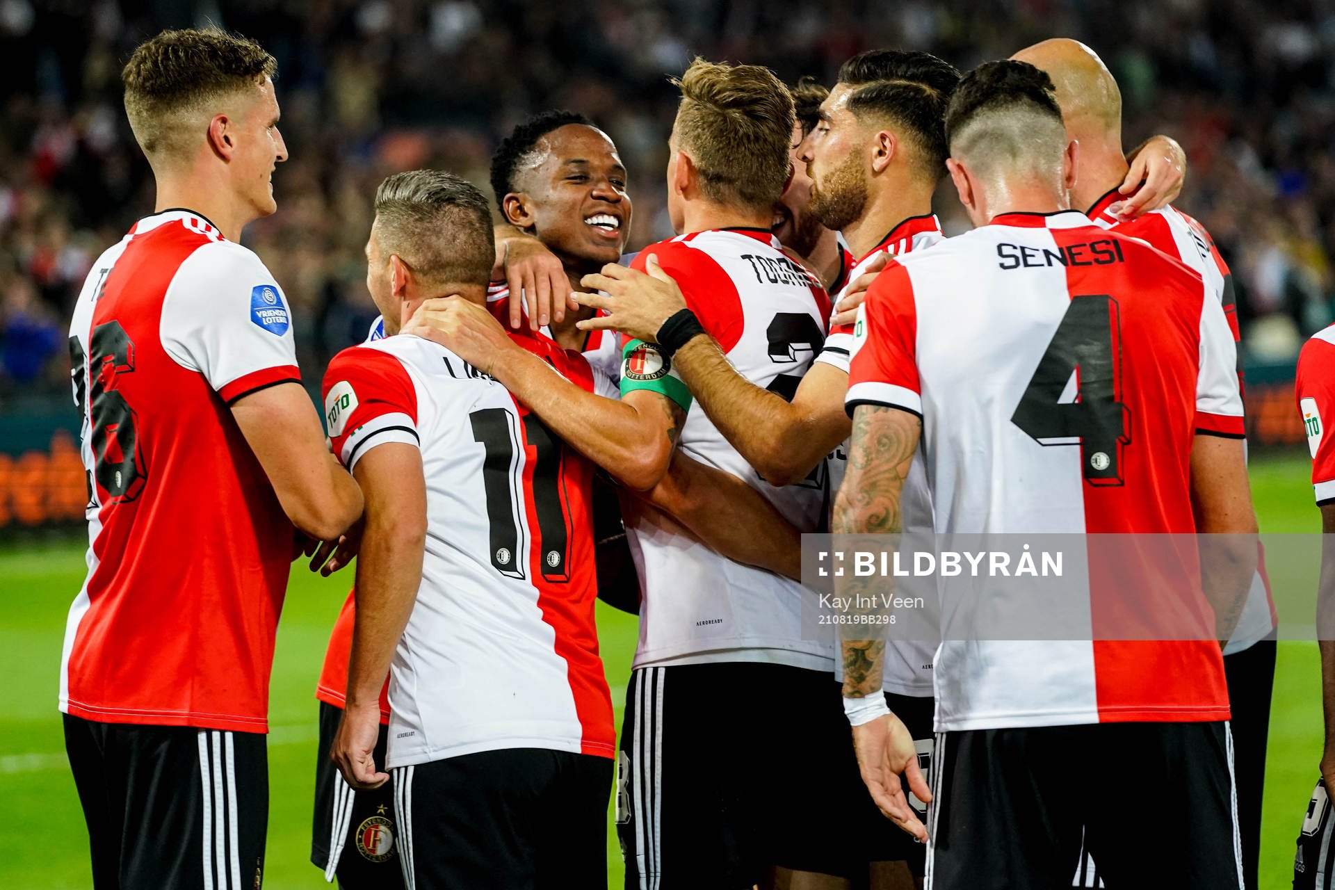 Players of Feyenoord celebrate the 5-0 goal