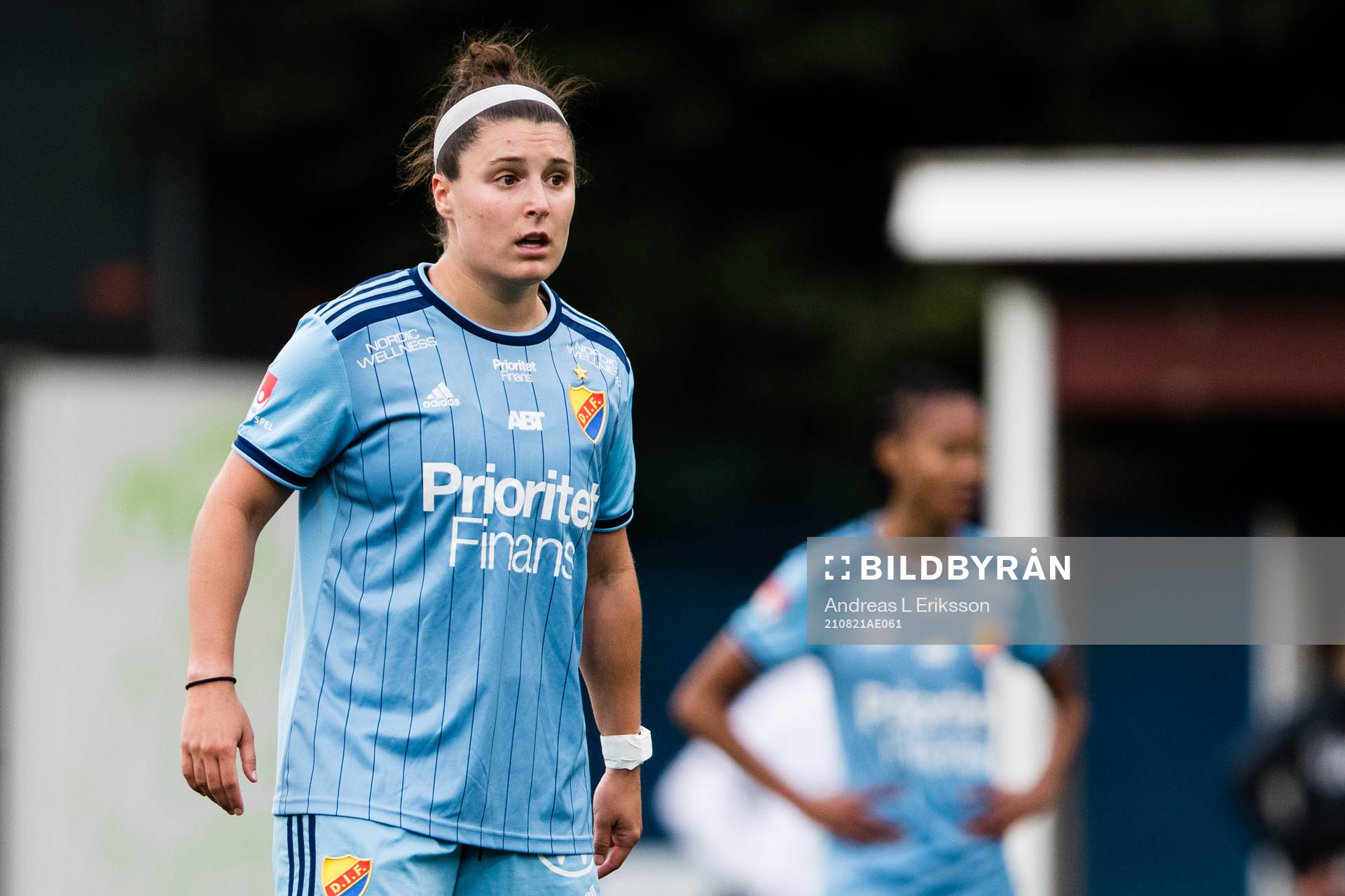 Djurgårdens Hayley Dowd under fotbollsmatchen i Damallsvenskan mellan AIK och Djurgården den 21 augusti 2021 i Stockholm. 