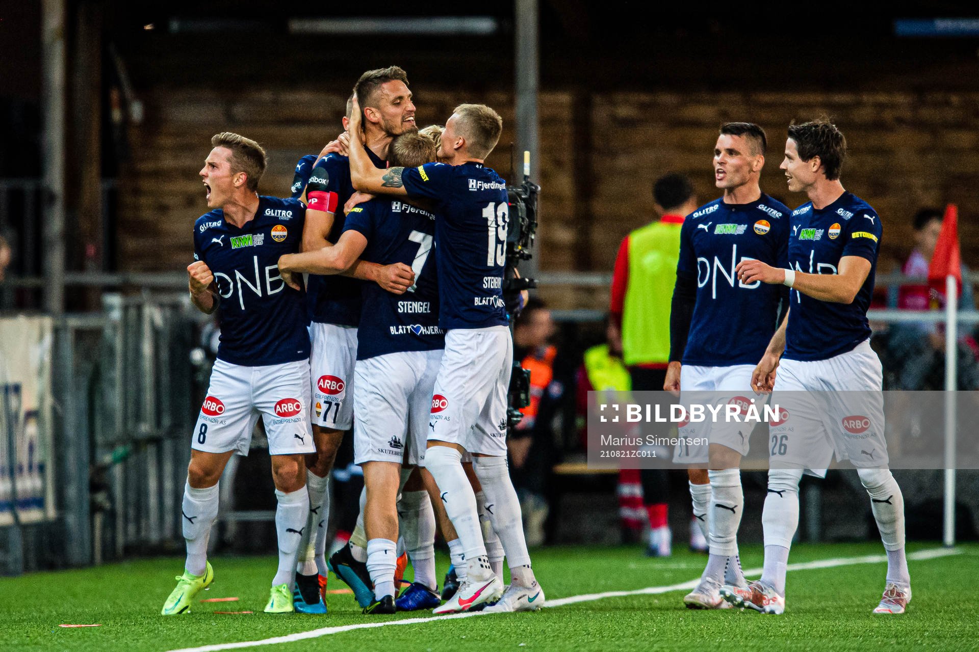 Gustav Valsvik of Strømsgodset celebrates
