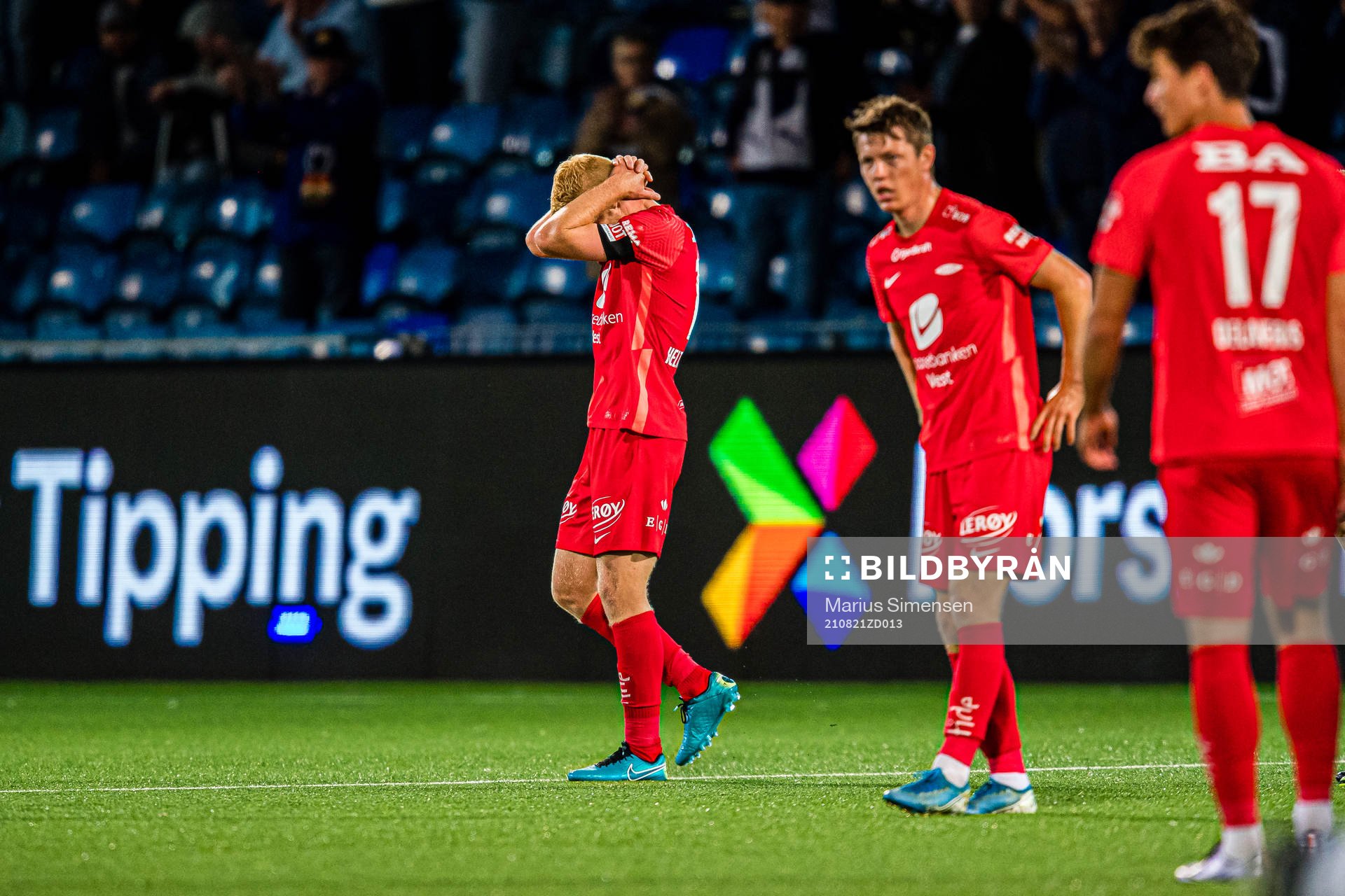 Sivert Heltne Nilsen of Brann looks dejected
