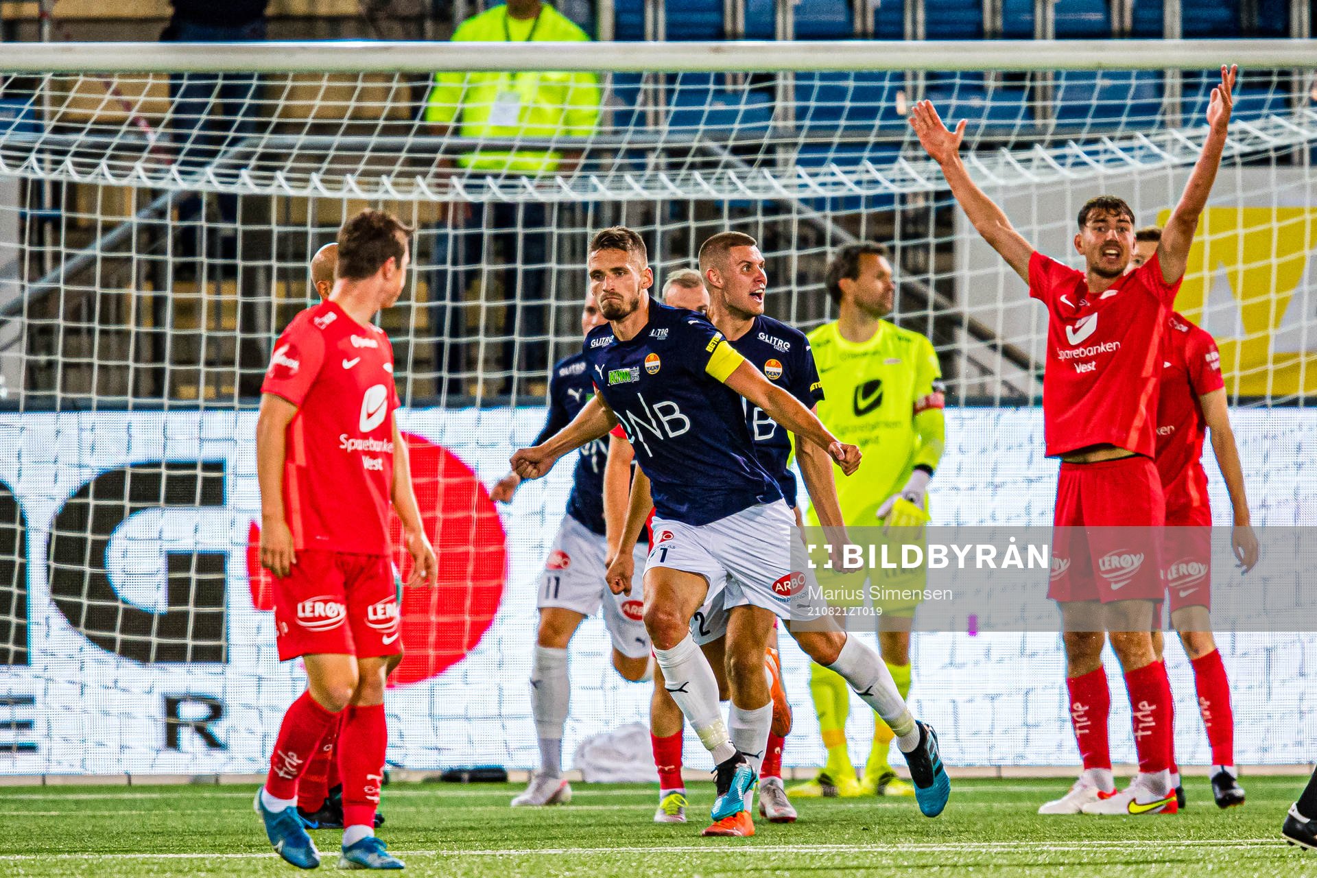 Gustav Valsvik of Strømsgodset celebrates