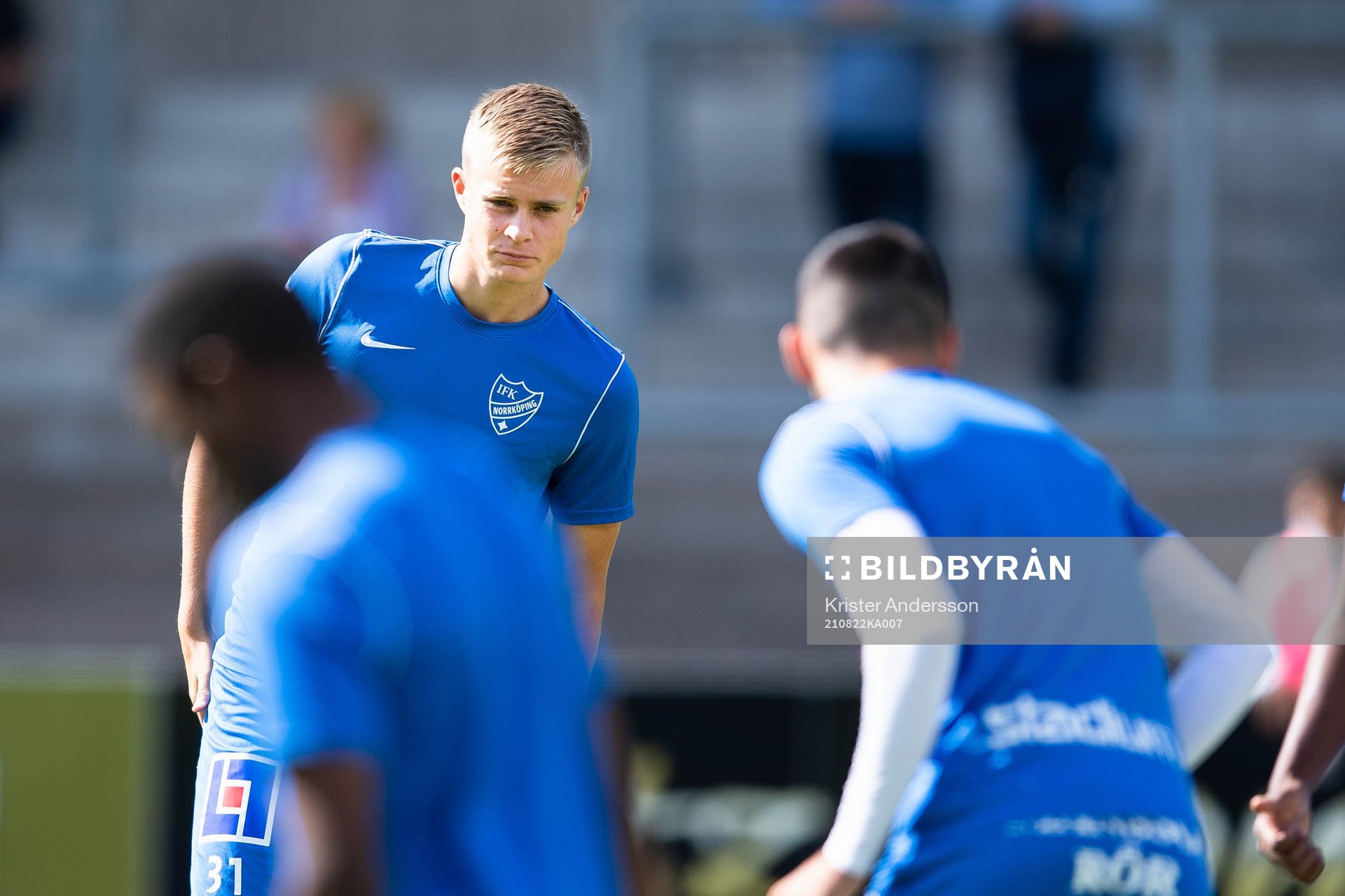 IFK Norrköpings Edvin Tellgren före fotbollsmatchen i