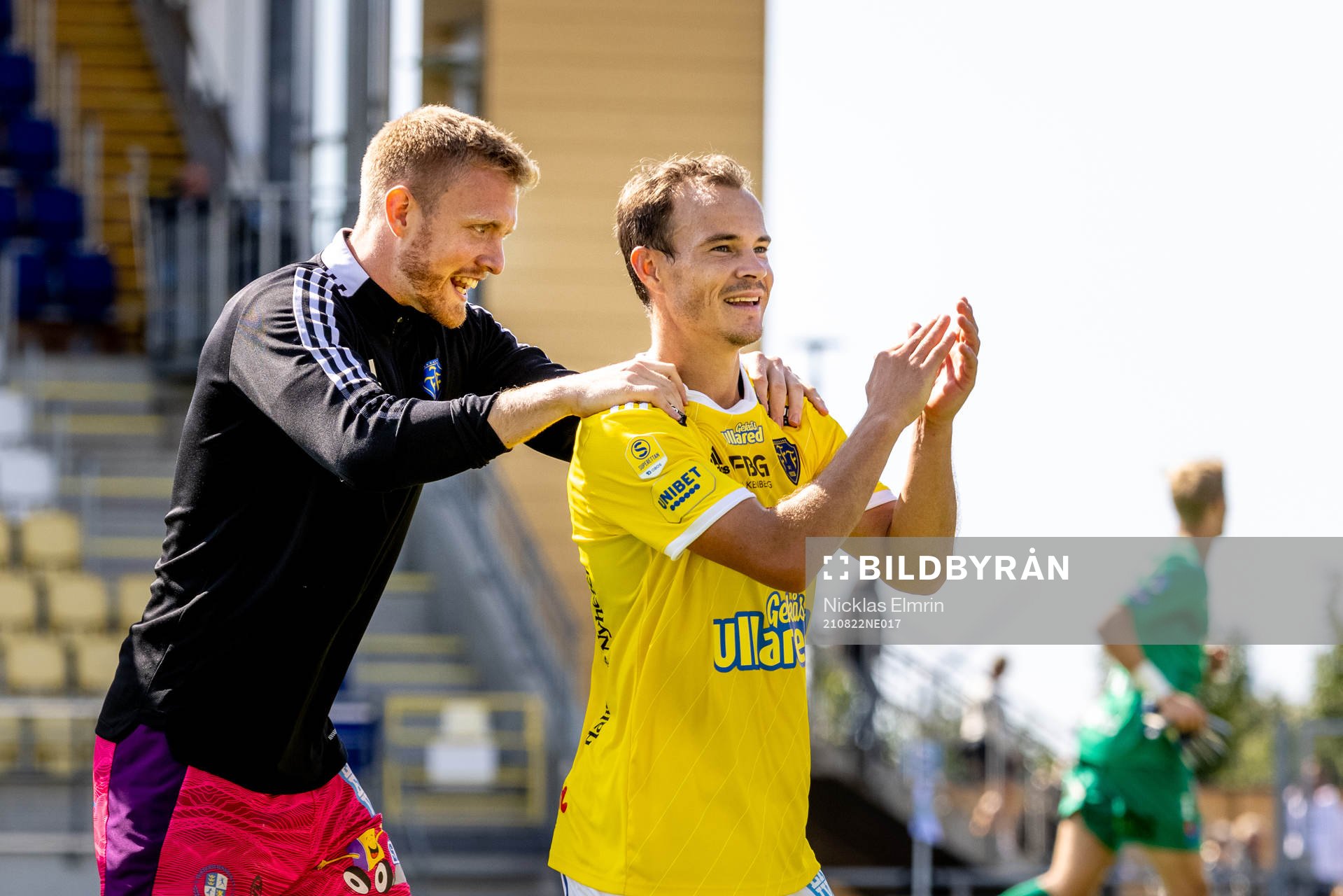 Falkenbergs Anton Wede jublar efter  fotbollsmatchen i Superettan mellan Falkenberg och Trelleborg den 22 augusti 2021 i Falkenberg. 