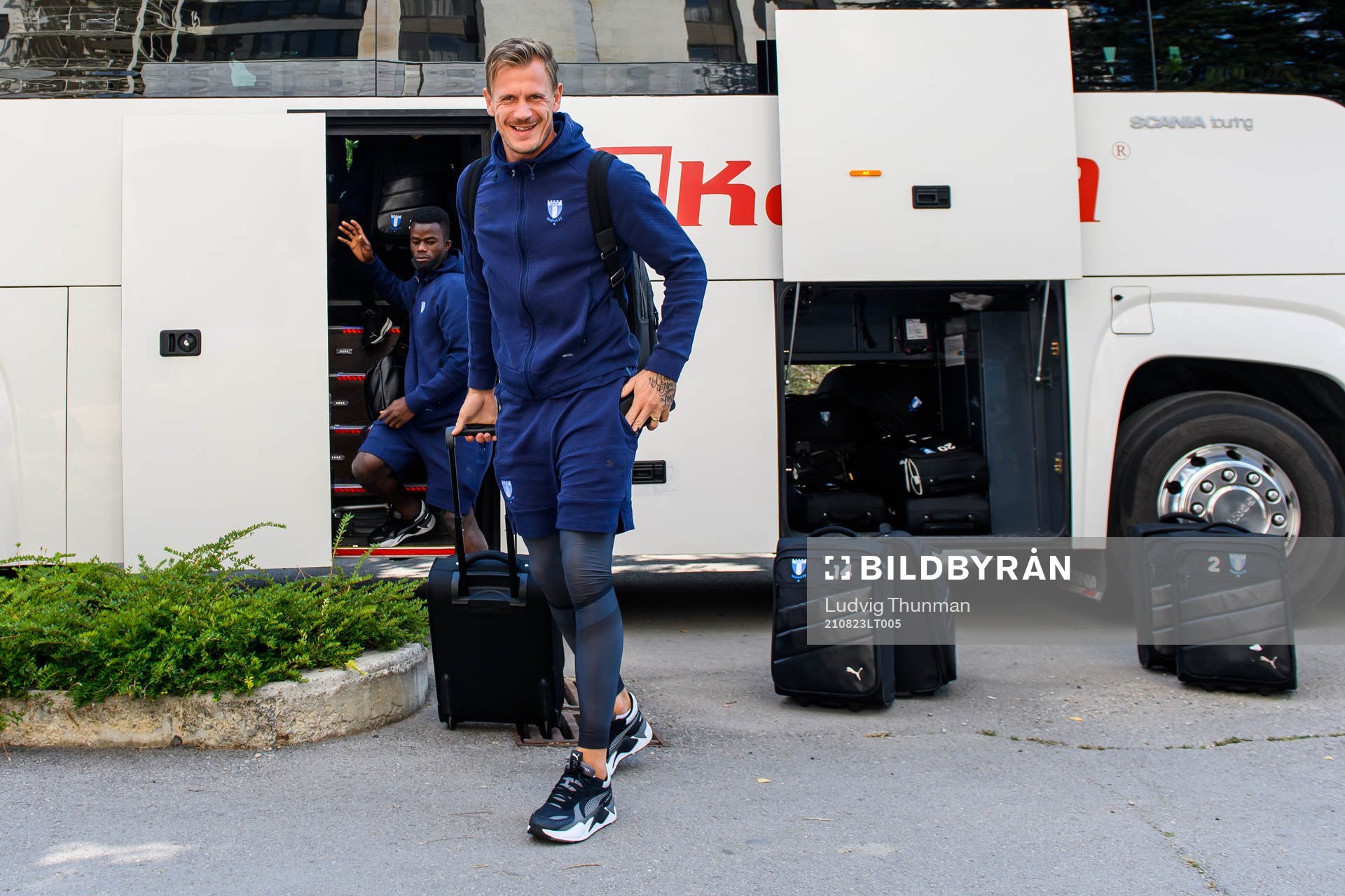 Goalkeeper Johan Dahlin of Malmö FF arrive at the team