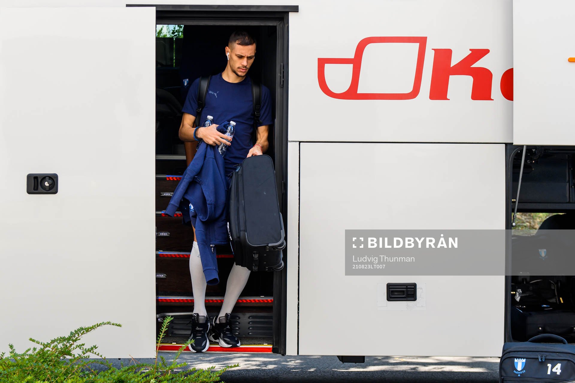 Veljko Birmancevic of Malmö FF arrive at the team hotel