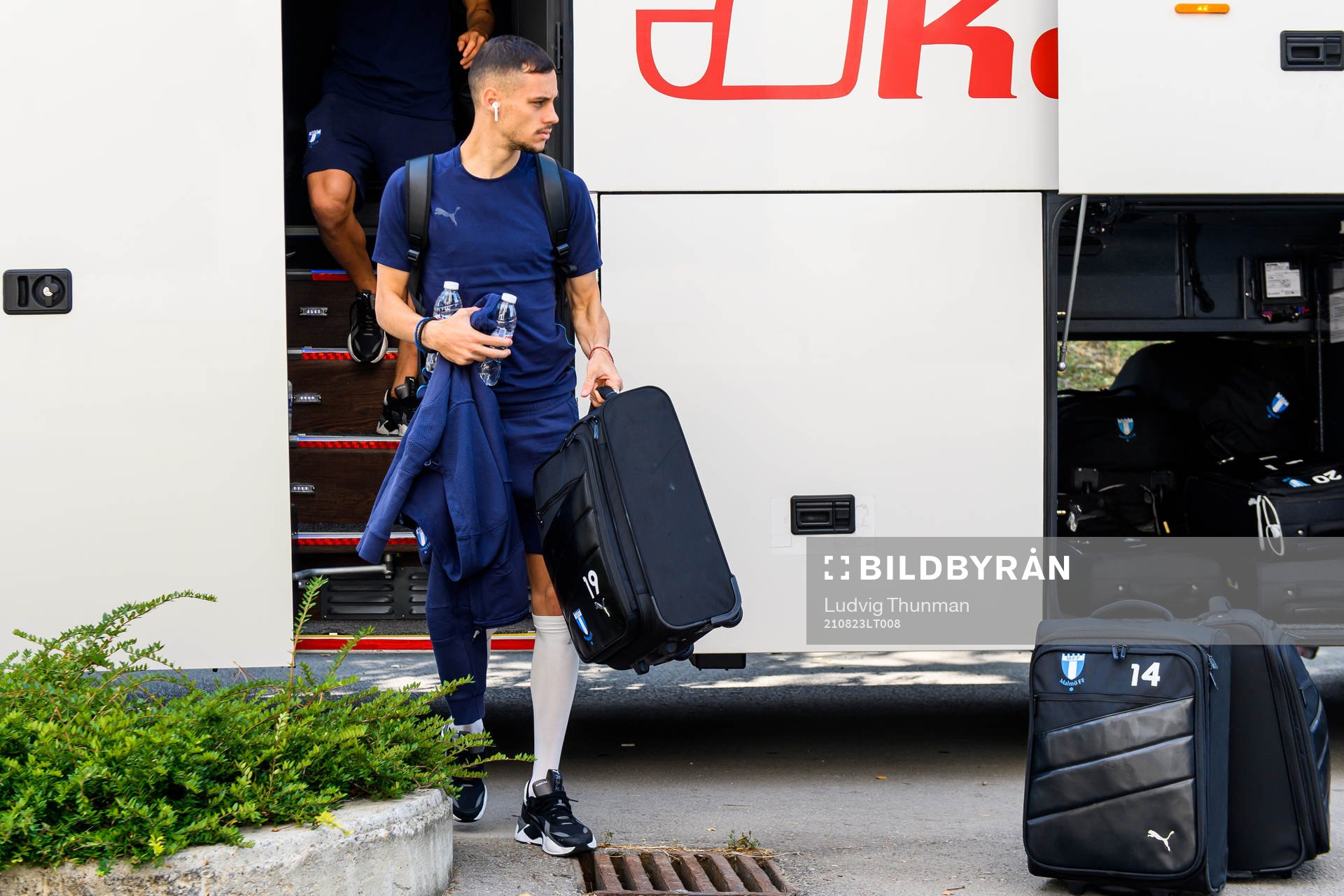 Veljko Birmancevic of Malmö FF arrive at the team hotel