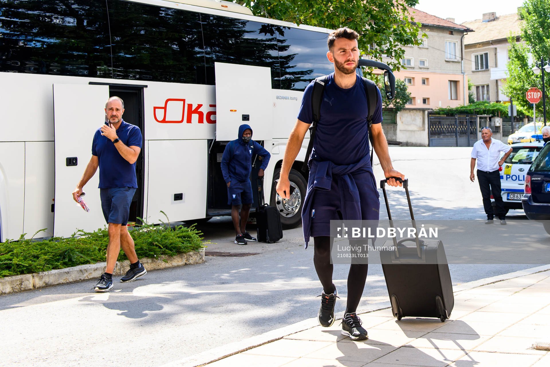 Erdal Rakip of Malmö FF arrive at the team hotel
