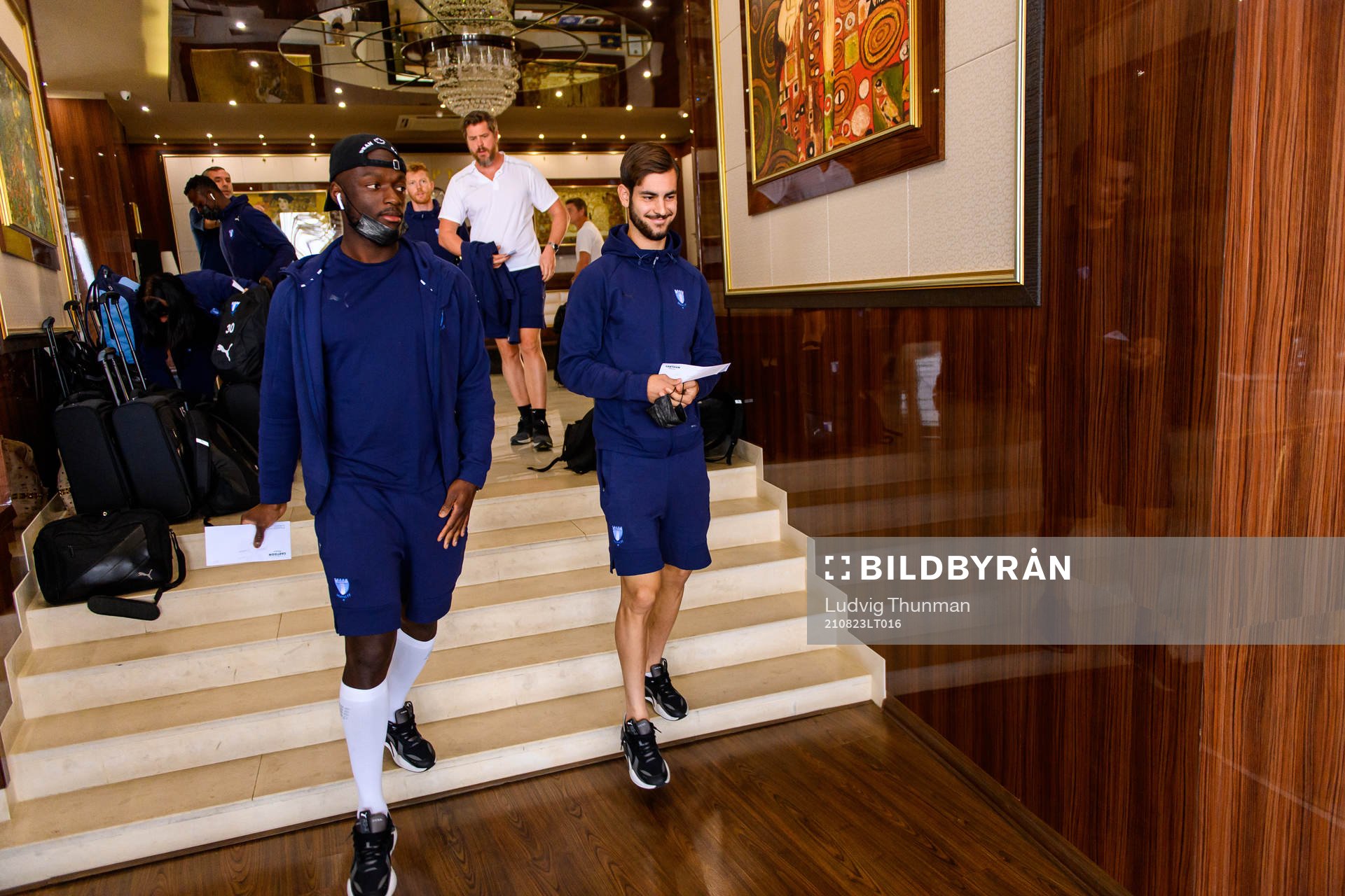 Goalkeeper Ismael Diawara and Adi Nalic of Malmö FF arrive
