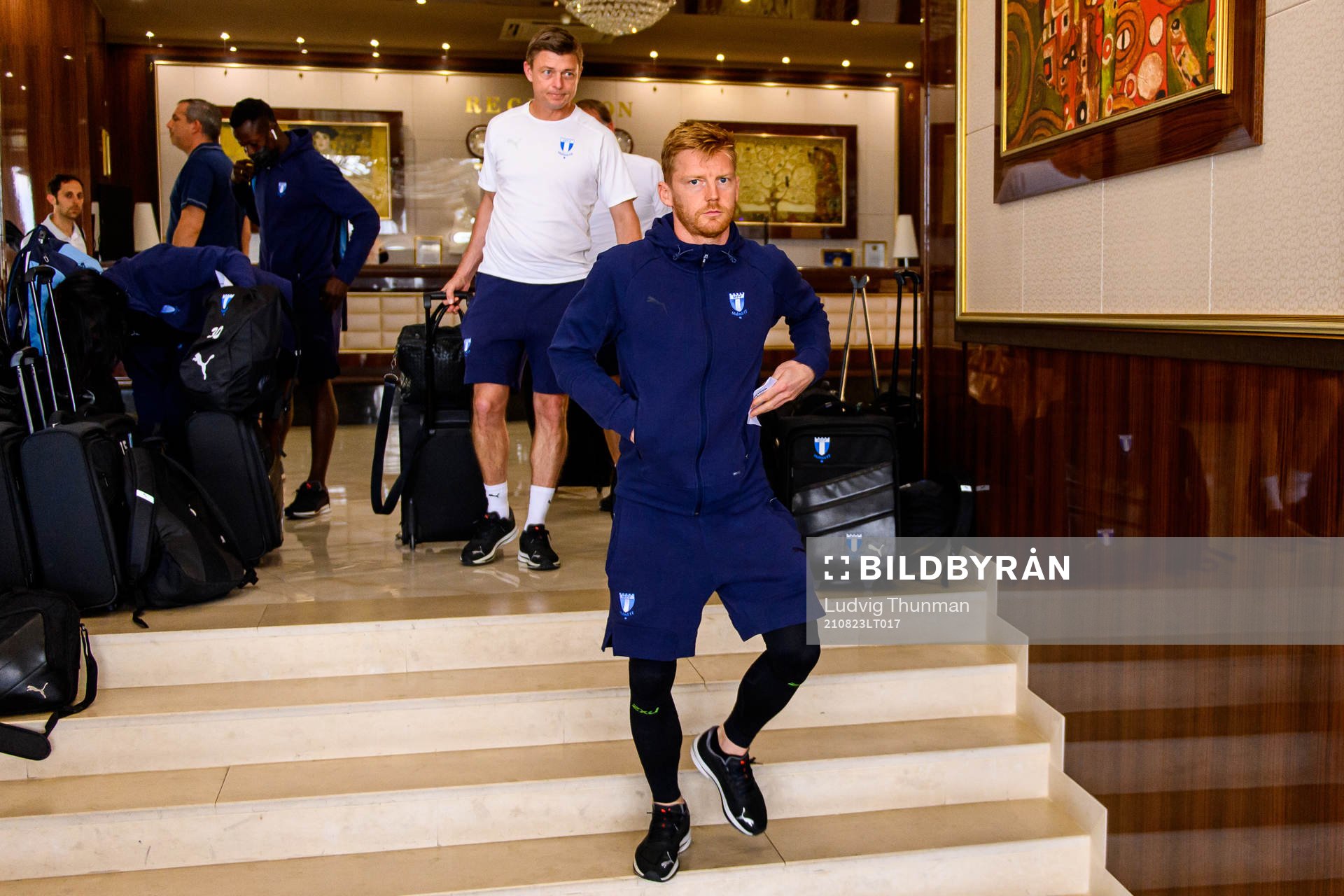 Anders Christiansen of Malmö FF arrive at the team hotel