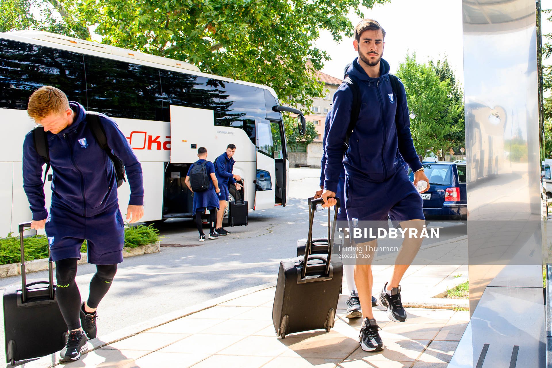 Adi Nalic of Malmö FF arrive at the team hotel