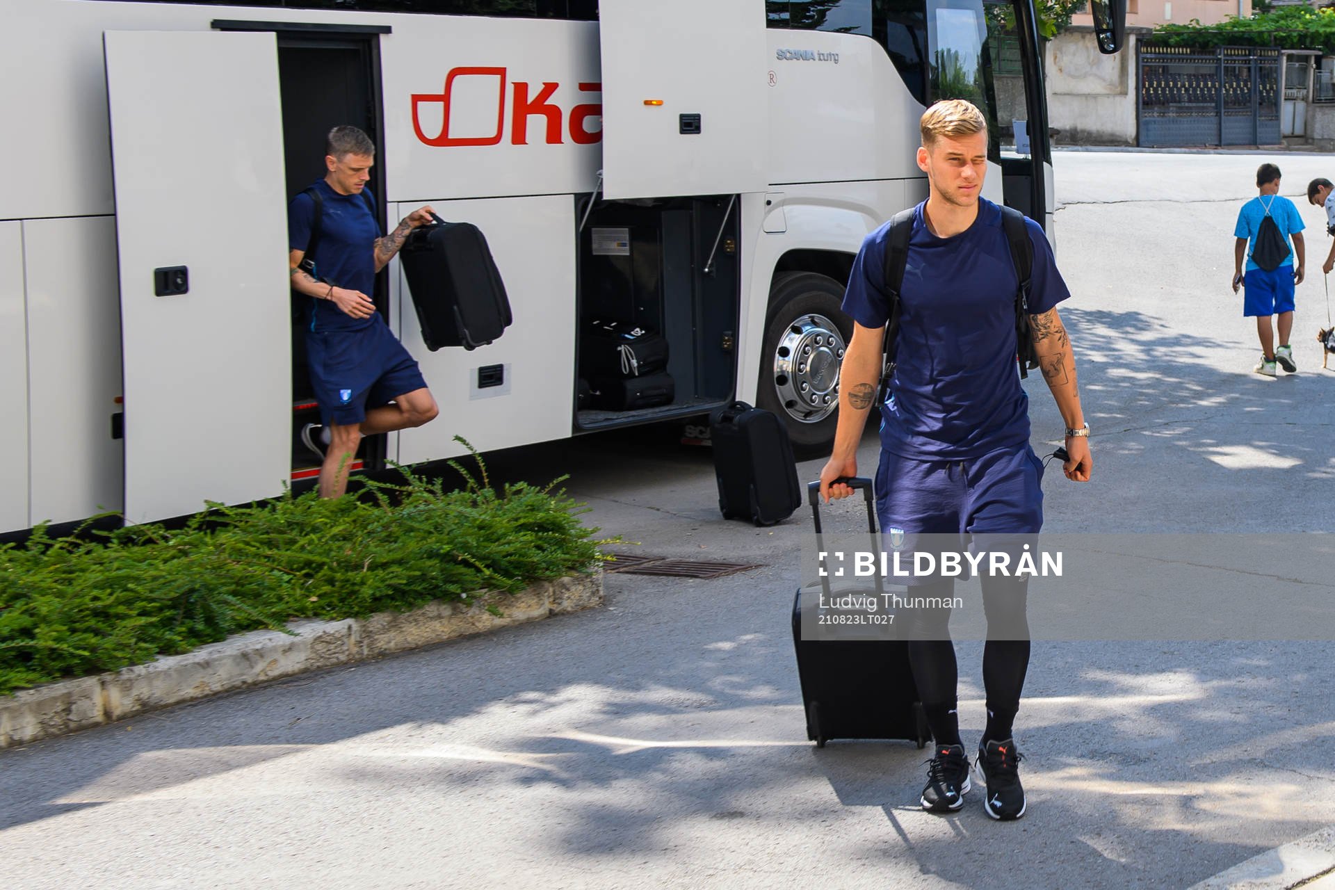 Felix Beijmo of Malmö FF arrive at the team hotel