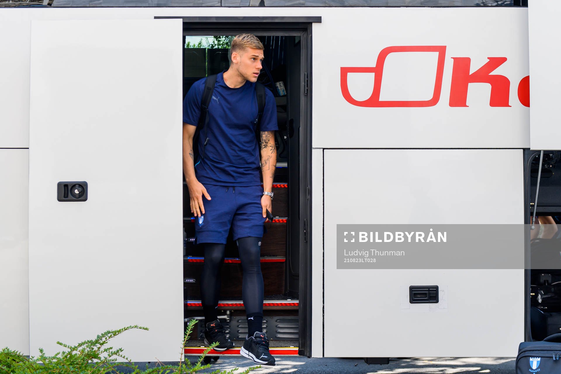 Felix Beijmo of Malmö FF arrive at the team hotel