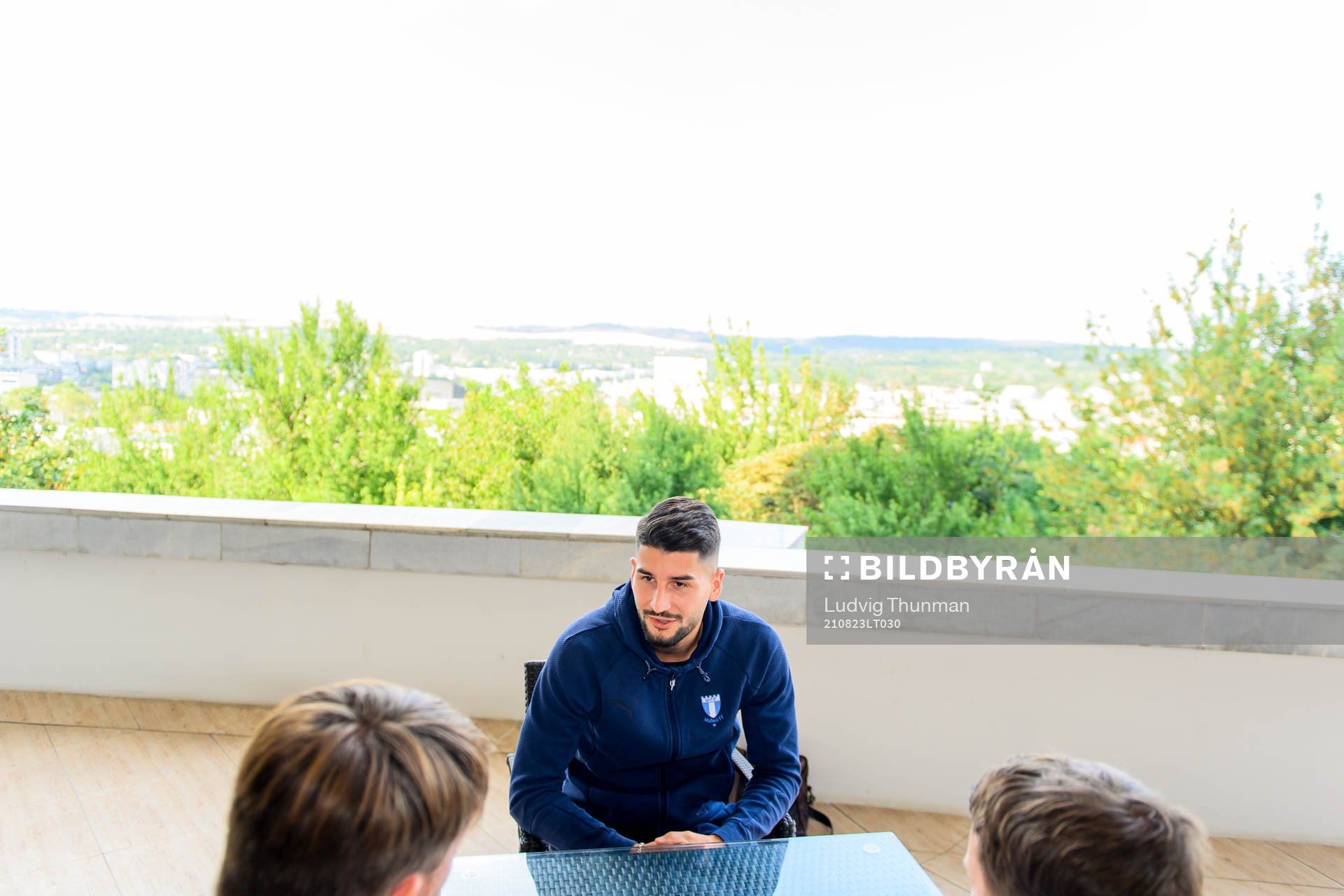 Antonio Colak of Malmö FF is interviewed by the media