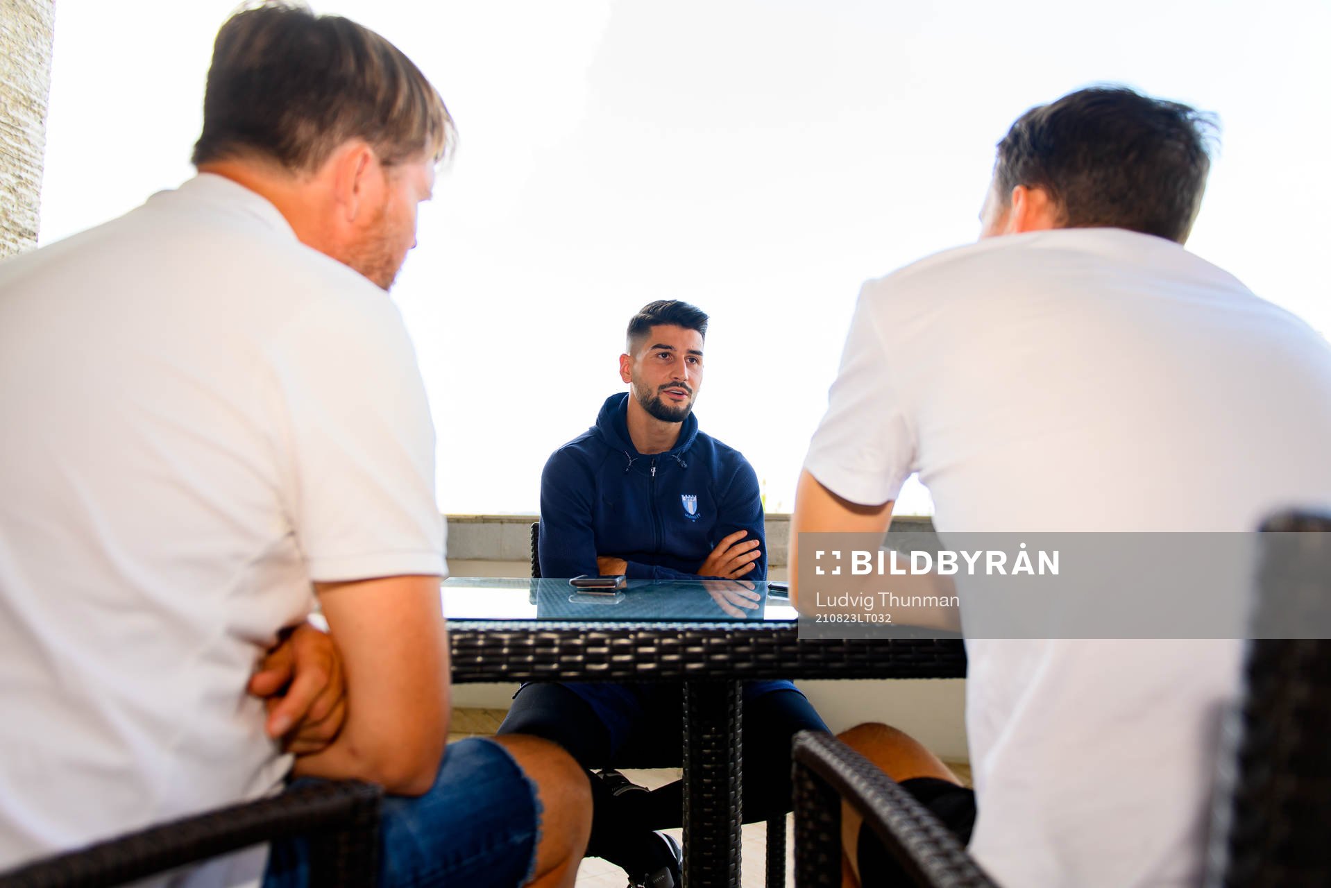 Antonio Colak of Malmö FF is interviewed by the media