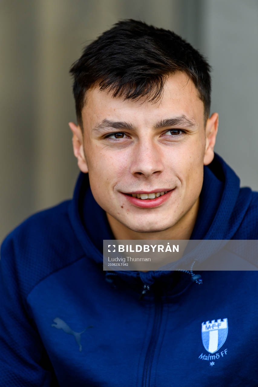 Anel Ahmedhodzic of Malmö FF is interviewed by the media