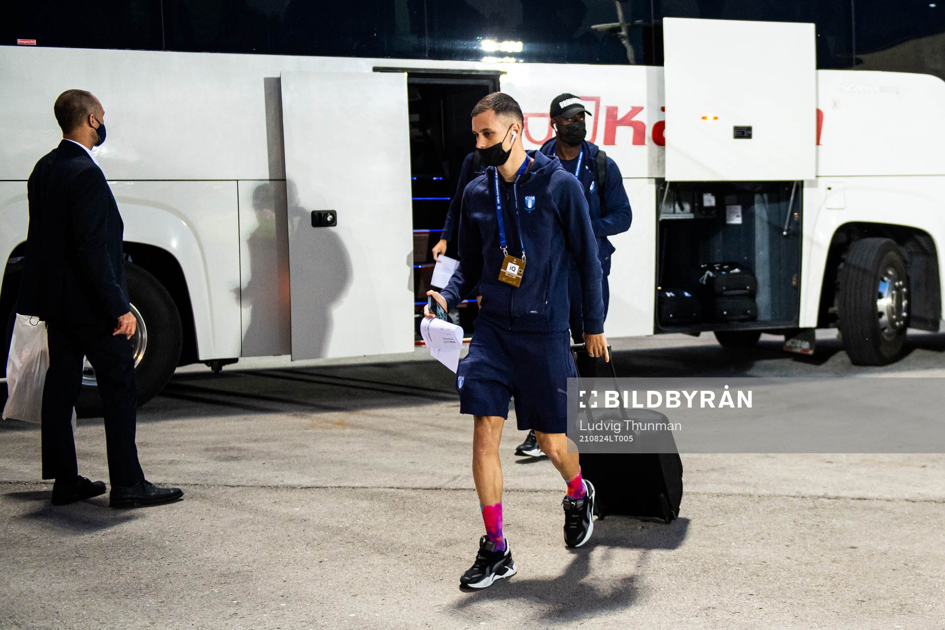 Veljko Birmancevic of Malmö FF arrive at the arena