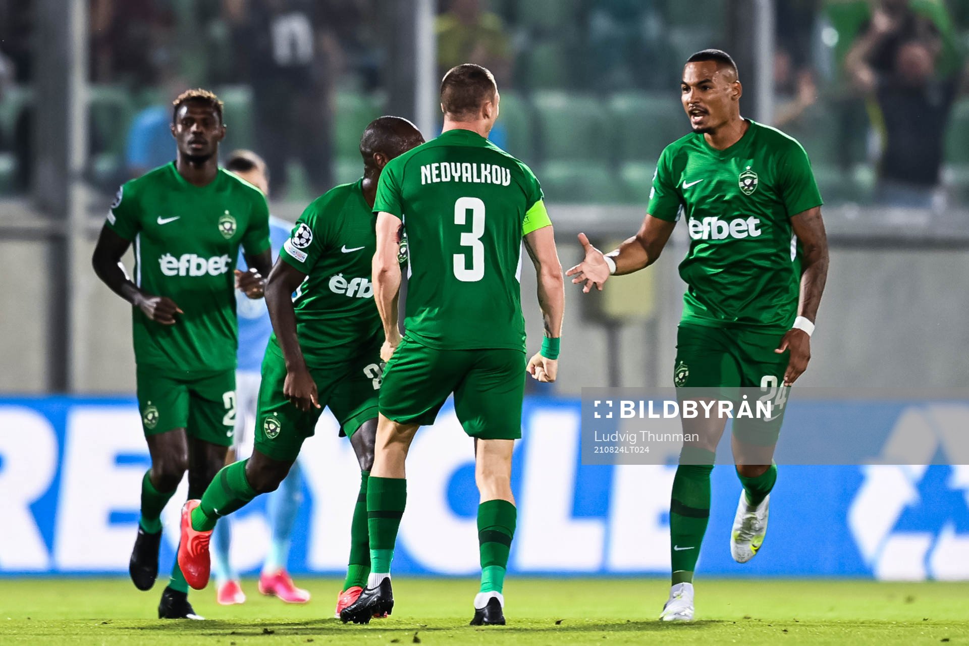 Olivier Verdon of Ludogorets celebrate with teammates